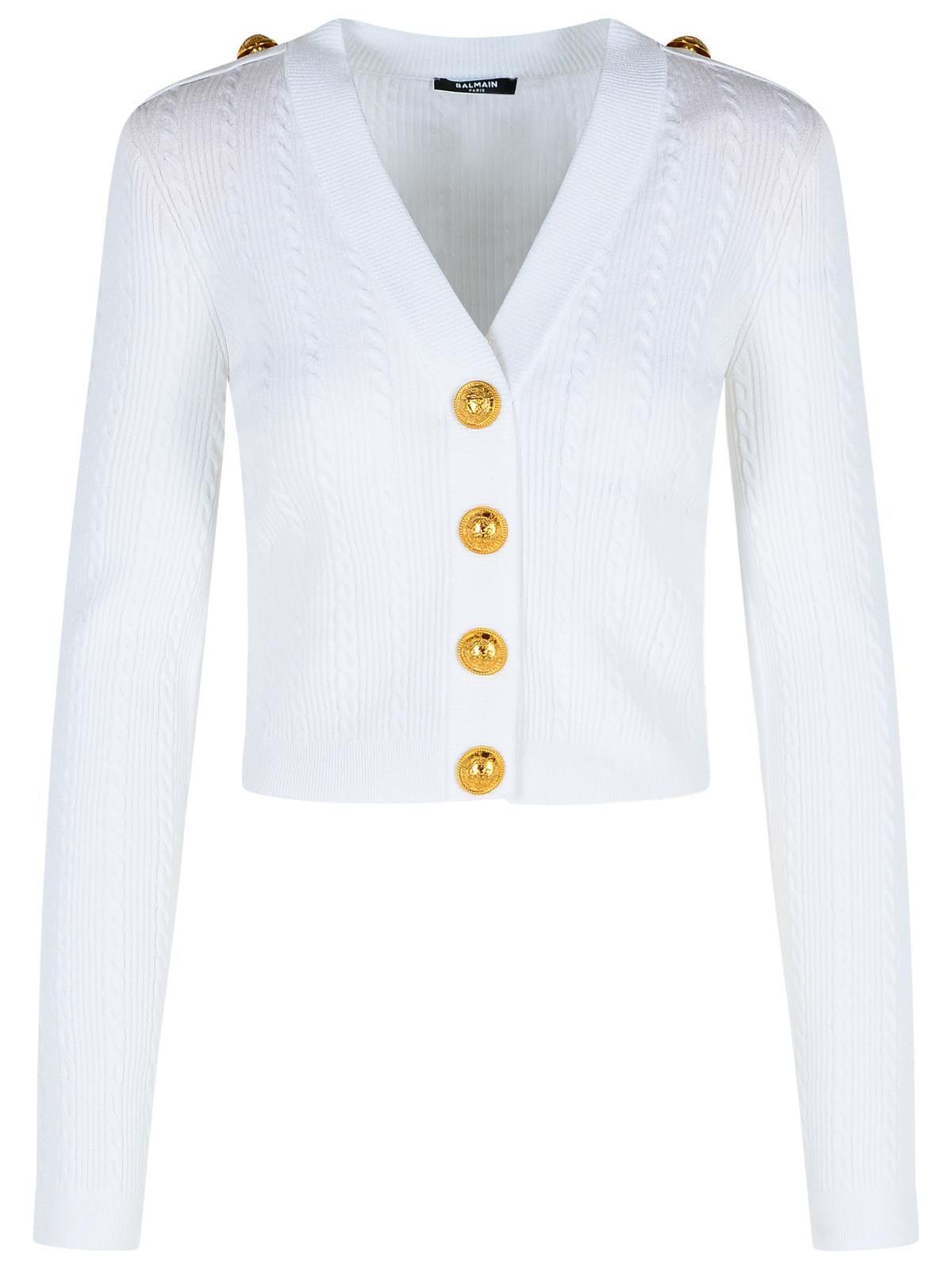 Balmain BALMAIN White Viscose Blend Cardigan Size S / US 4 / IT 40 - 1 Thumbnail