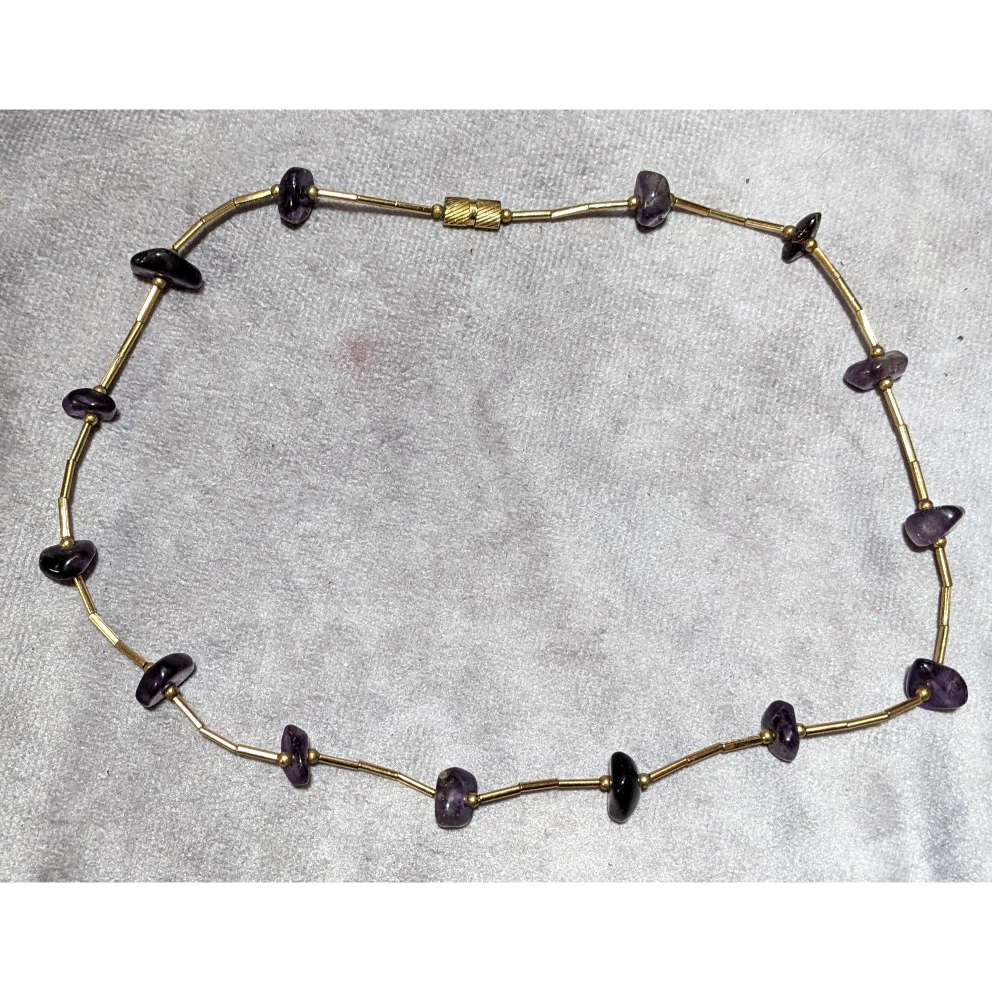Other Elegant Amethyst Chip Gold Tube Beaded Necklace Size ONE SIZE - 8 Thumbnail