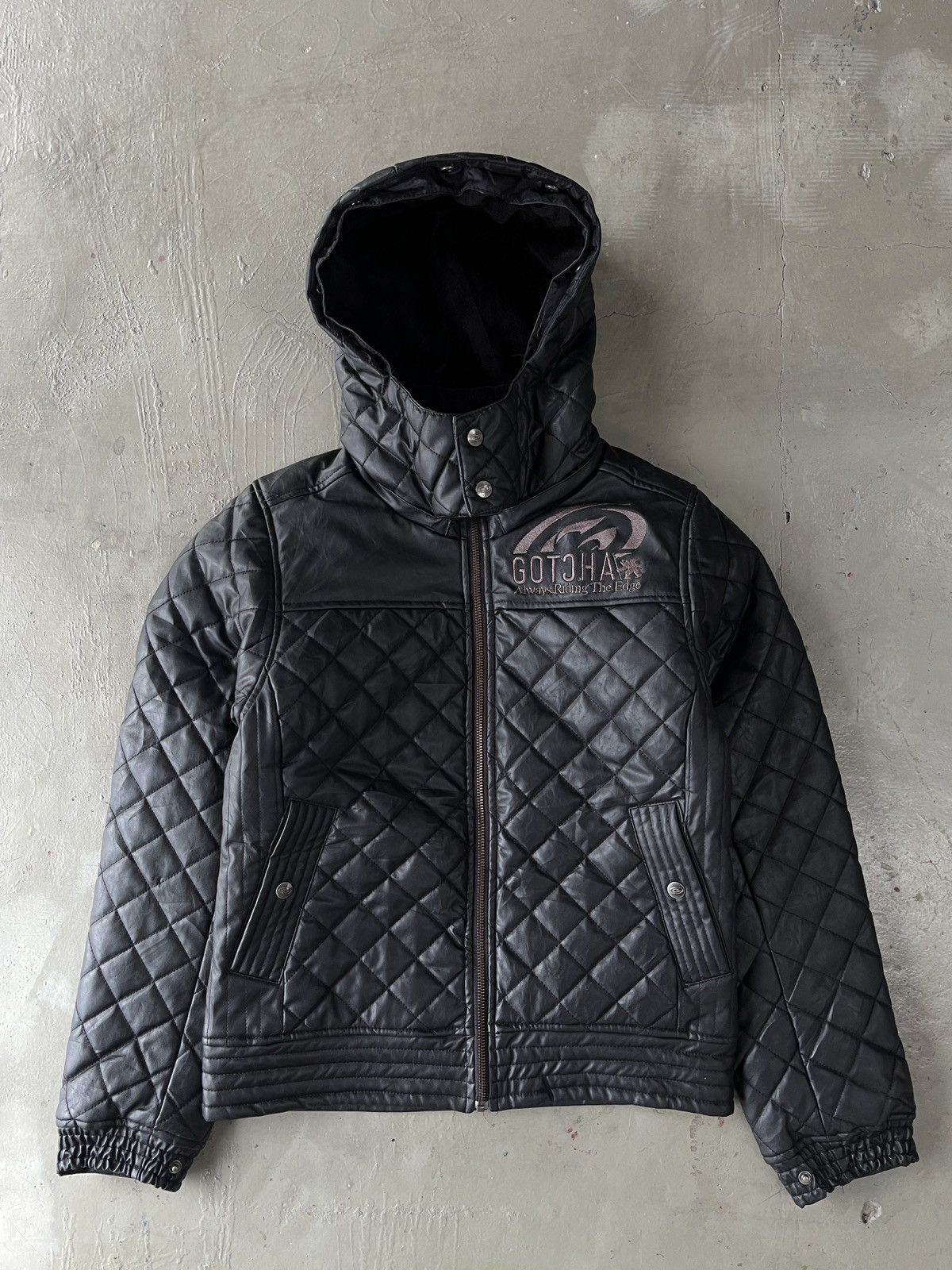 KMRii Japanese GOTCHA Faux Leather Quilted Jacket Punk style Size US S / EU 44-46 / 1 - 3 Thumbnail