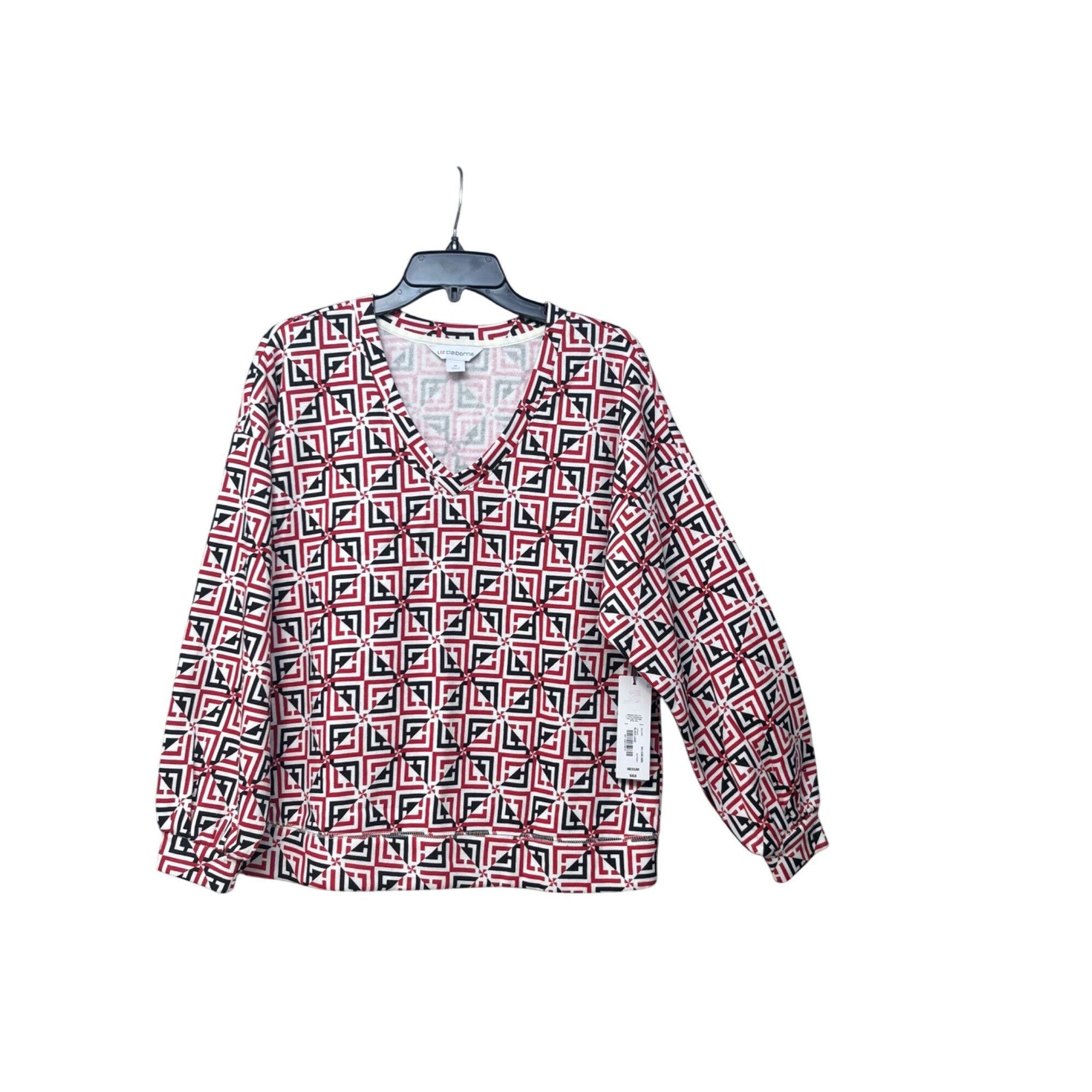 Liz Claiborne Liz Claiborne Women’s Printed V-neck Bishop Sleeve Sweatshir Size L / US 10 / IT 46 - 11 Thumbnail