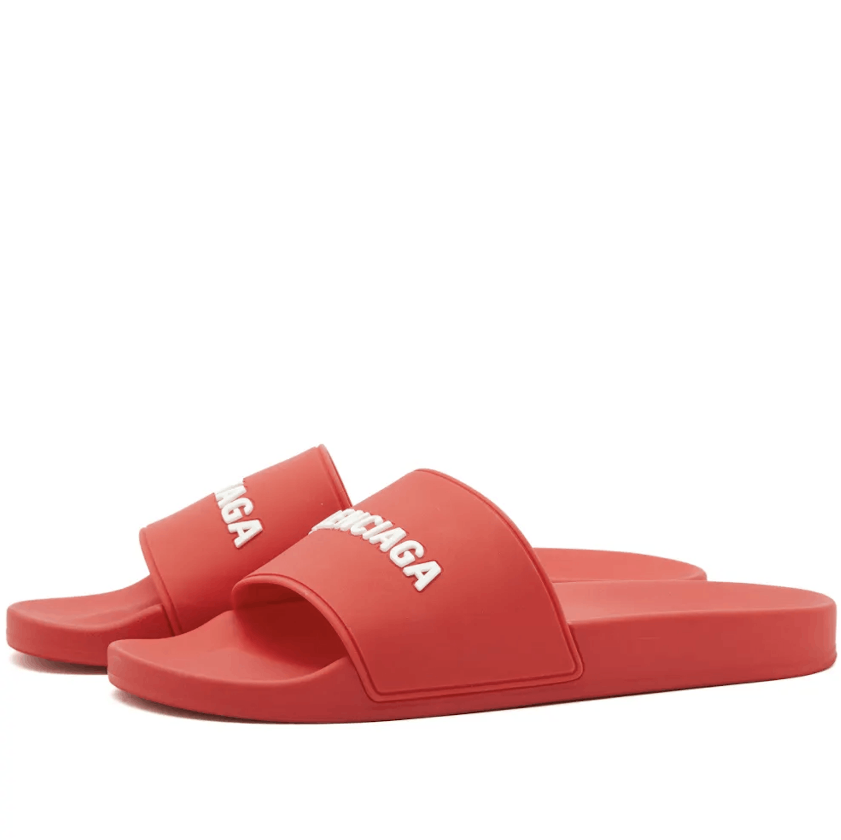 Balenciaga Balenciaga Men's Logo Pool Slide in Red/White Size US 9 / EU 42 - 2 Thumbnail