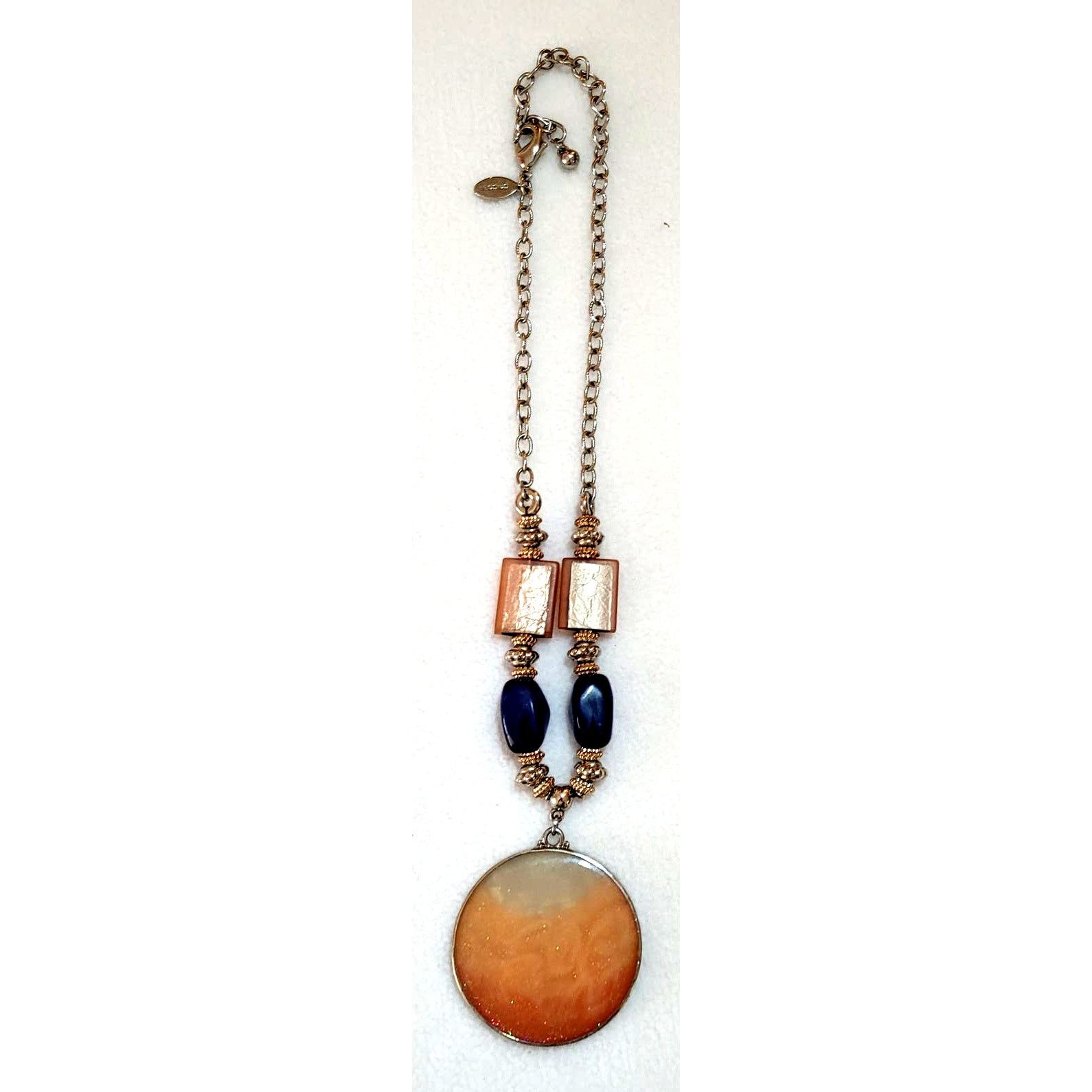 Chicos Chico's Medallion Necklace Acrylic Beads Blue Sunset Colors Size ONE SIZE - 2 Thumbnail