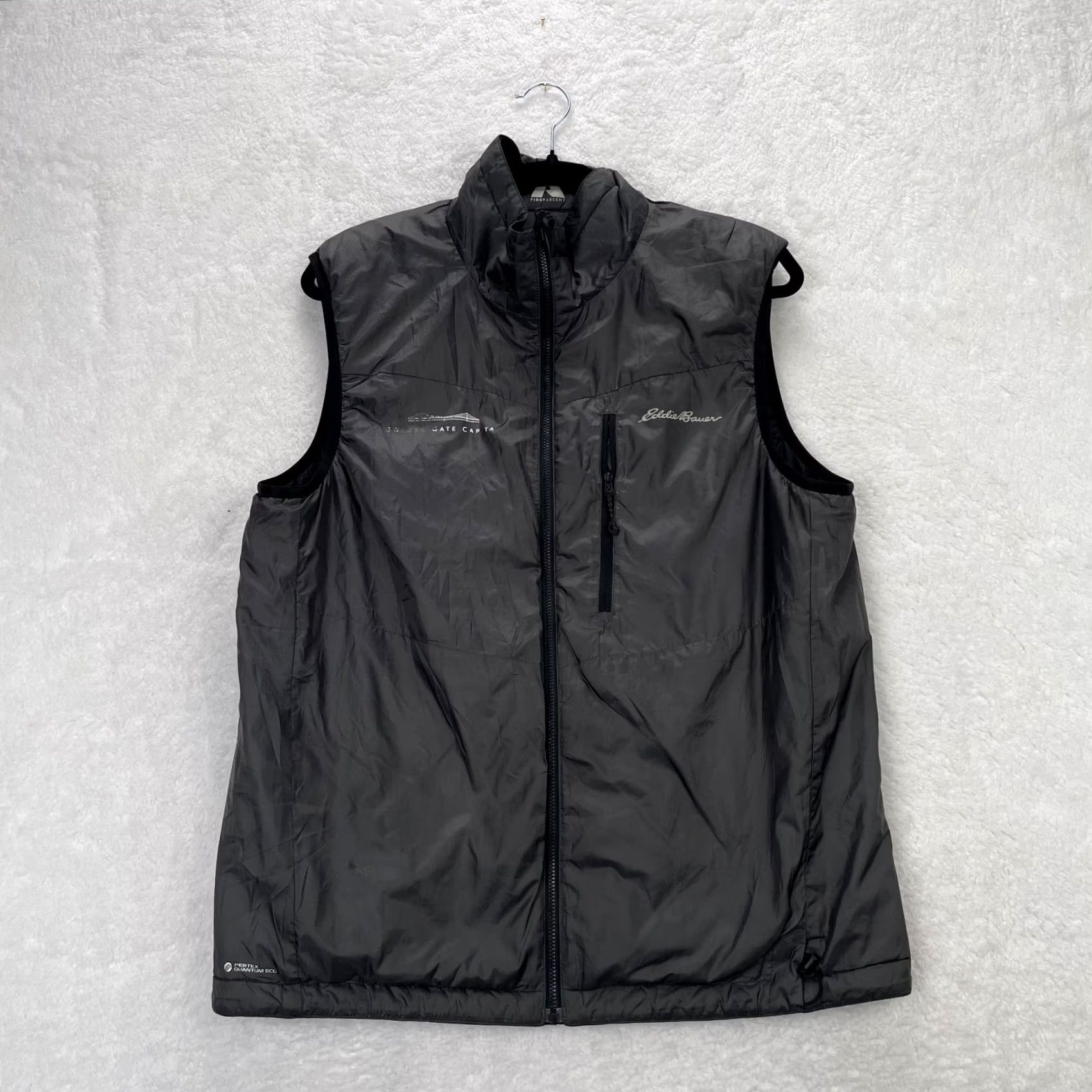 Eddie Bauer Eddie Bauer Vest Mens M Black Gray First Ascent Reversible Lined Mock Neck Short Stand-Up Zip Polyester Softshell Size US M / EU 48-50 / 2 - 7 Thumbnail
