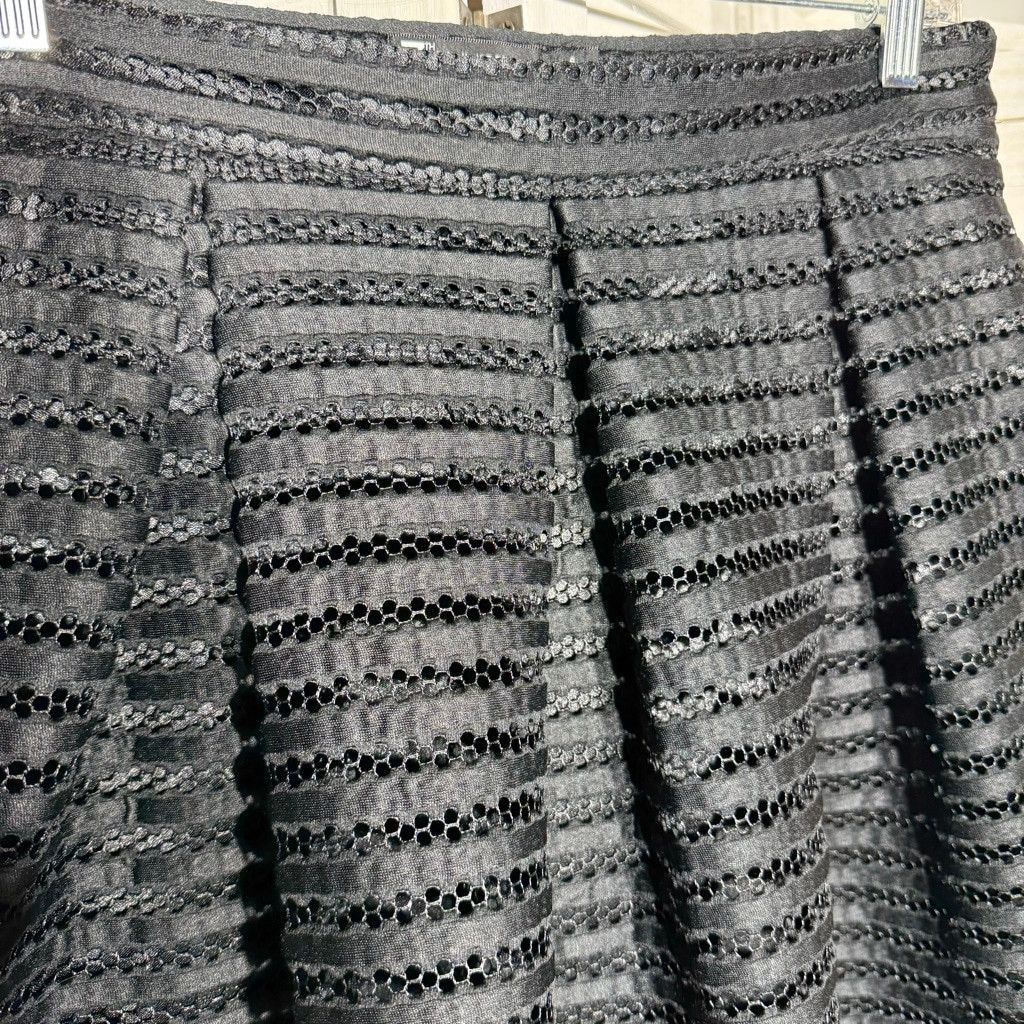 Vintage black skirt full swing midi mesh semi sheer fully lined 6 Size 28" / US 6 / IT 42 - 12 Thumbnail