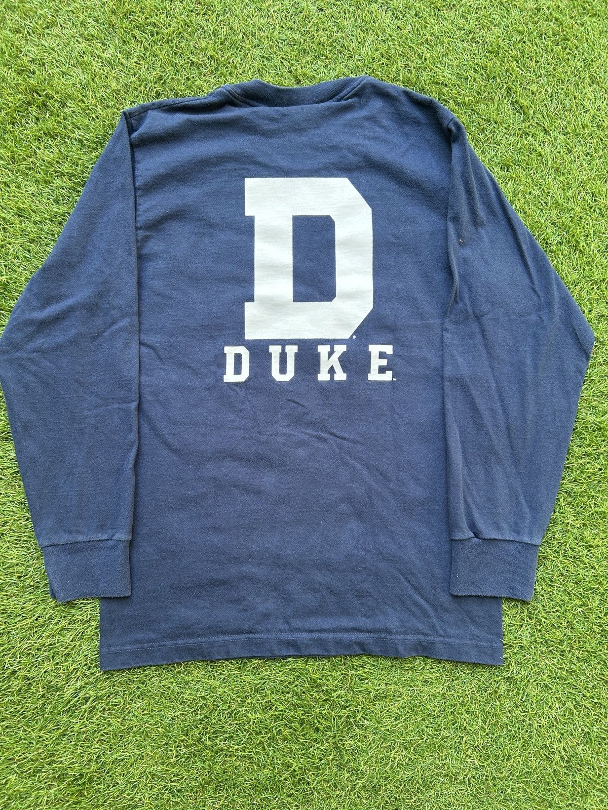 NCAA Vintage 90s Duke University D Logo Long Sleeve T-Shirt Size US S / EU 44-46 / 1 - 4 Thumbnail