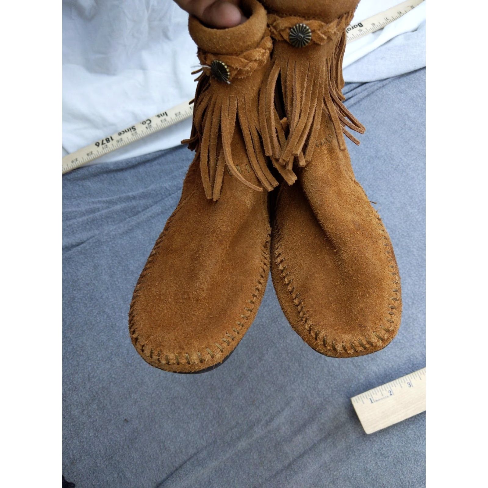 Minnetonka Minnetonka Womens Boots 7.5 Brown Suede Fringe Ankle Zip Booties 292 Size US 8 / IT 38 - 3 Thumbnail