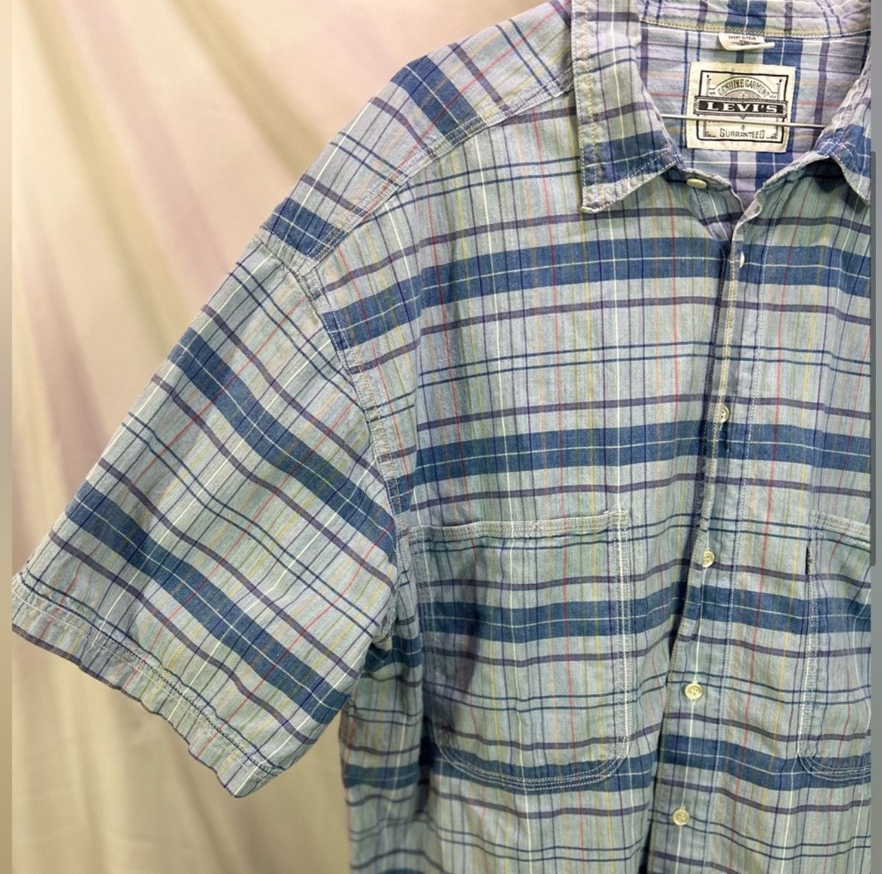 Levi's × Vintage Vintage 90s Levi’s Blue Plaid Button Down Shirt Size XL Size US XL / EU 56 / 4 - 4 Thumbnail