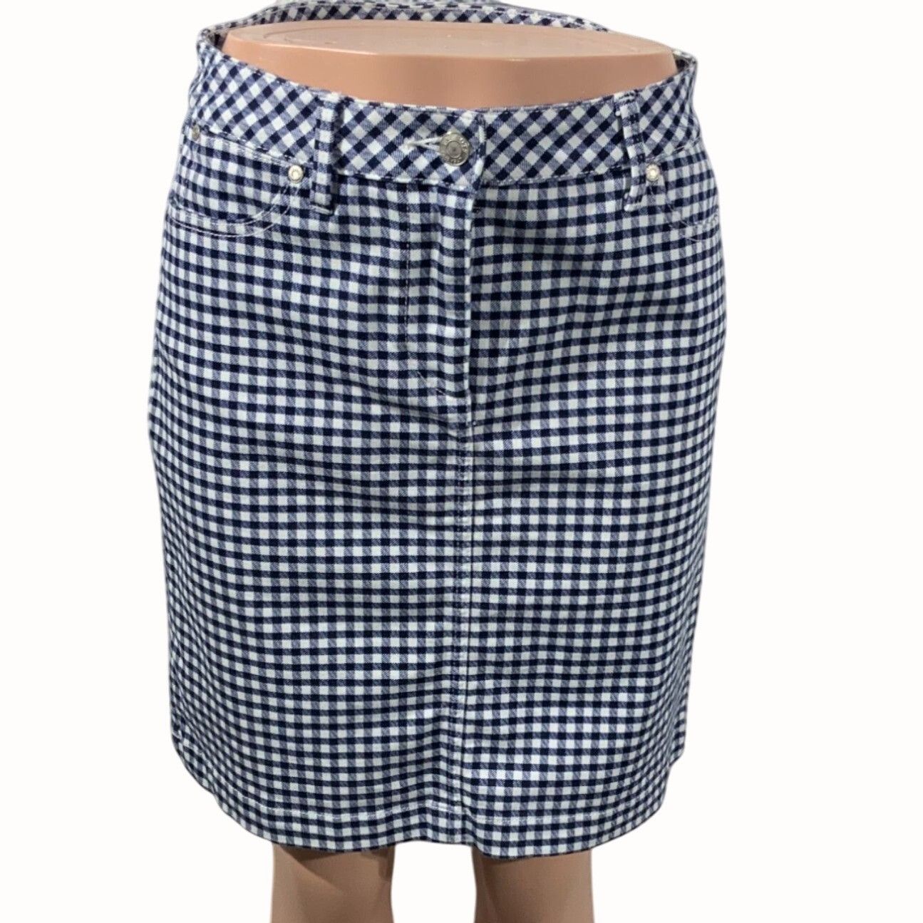 Talbots Talbots Womens Blue White Gingham Check Mini Skirt 5 Pocket Size 28" / US 6 / IT 42 - 1 Thumbnail