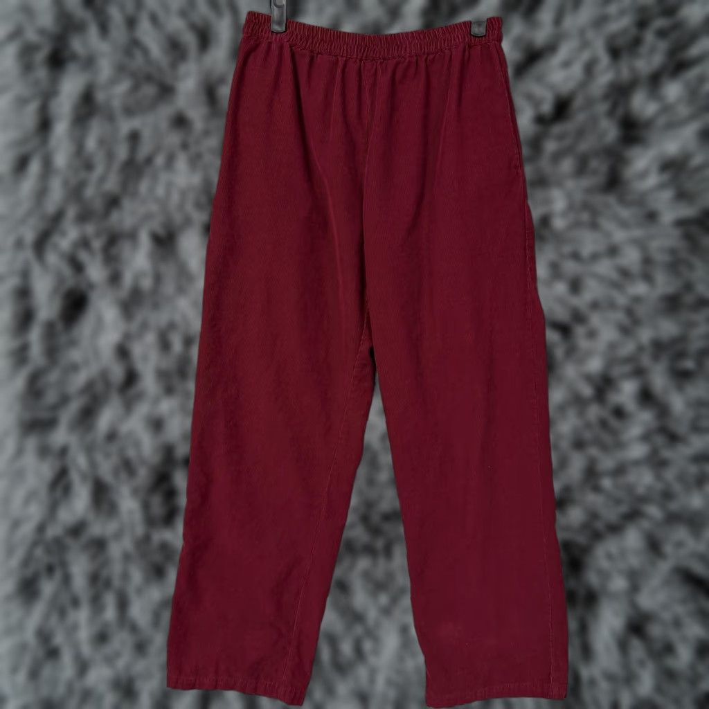 Vintage Country Store Pants Women S Maroon Red Corduroy Elastic Waist Relaxed Straight Leg Size 28" / US 6 / IT 42 - 1 Thumbnail