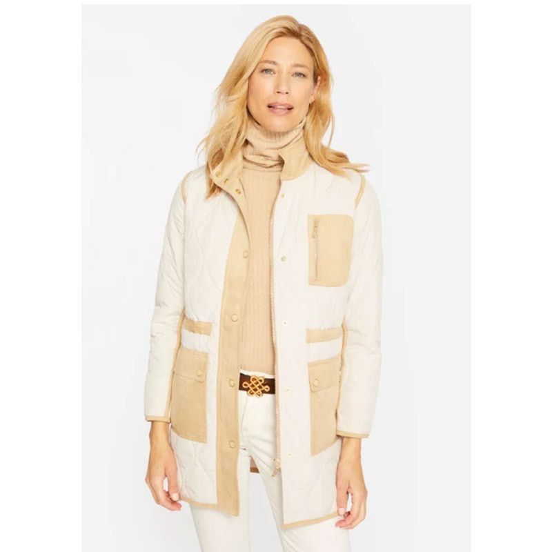 image of J Mclaughlin Linda Coat Quilted Modern Barn Jacket Xs NWT in Tan, Women's