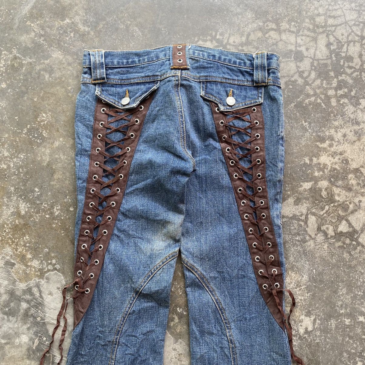 Le Grande Bleu (L.G.B.) × Tornado Mart Vintage Lace Up Stretchable Flared Jeans Size 27" / US 4 / IT 40 - 3 Thumbnail