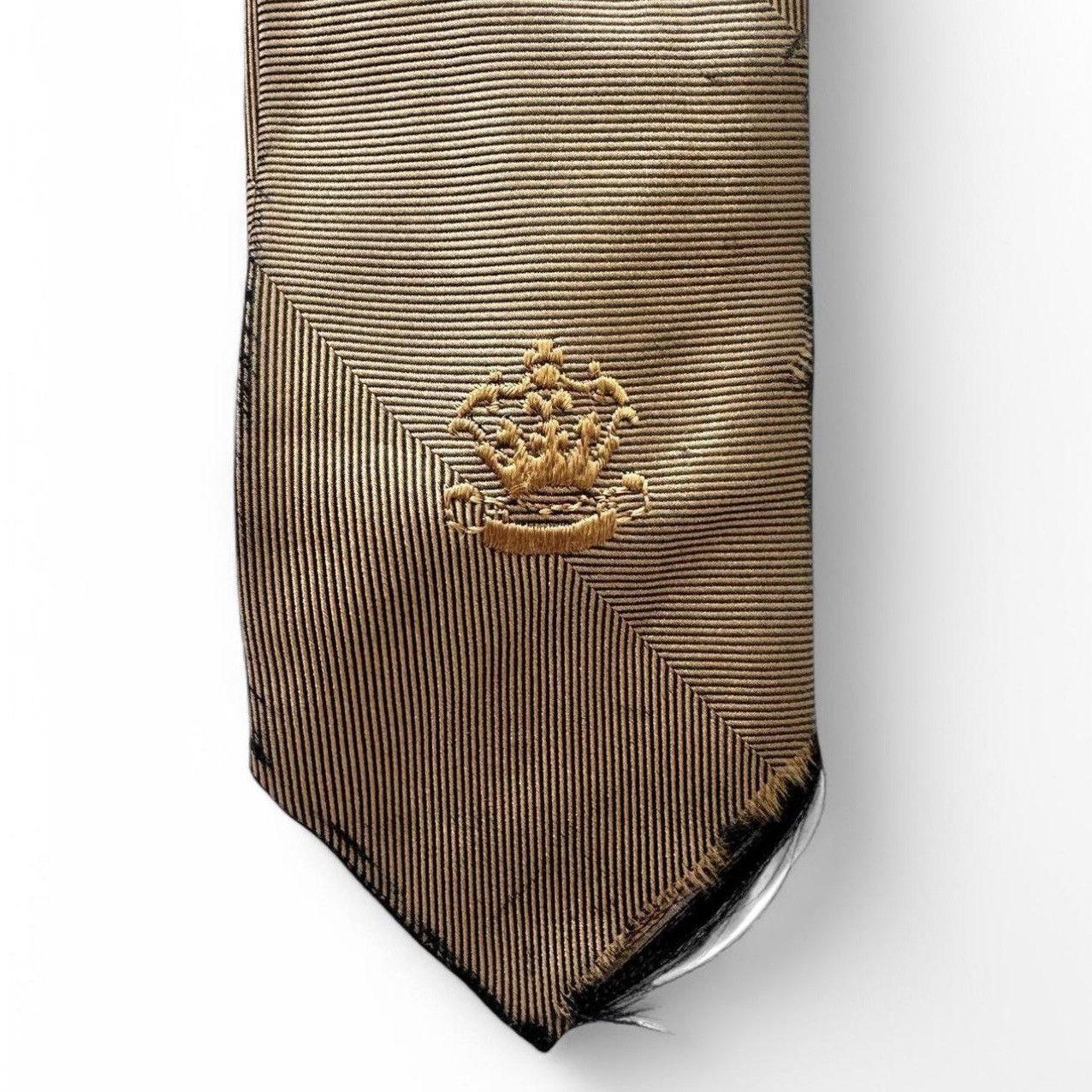 Lord & Taylor Vintage Lord & Taylor’s Gold/Black Micro-Stripe Silk Tie Size ONE SIZE - 2 Thumbnail