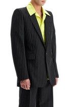 Alexander McQueen o1srvl11e0226 Pinstripe Stacked Shoulder Jacket In Black Size US L / EU 52-54 / 3 - 3 Thumbnail