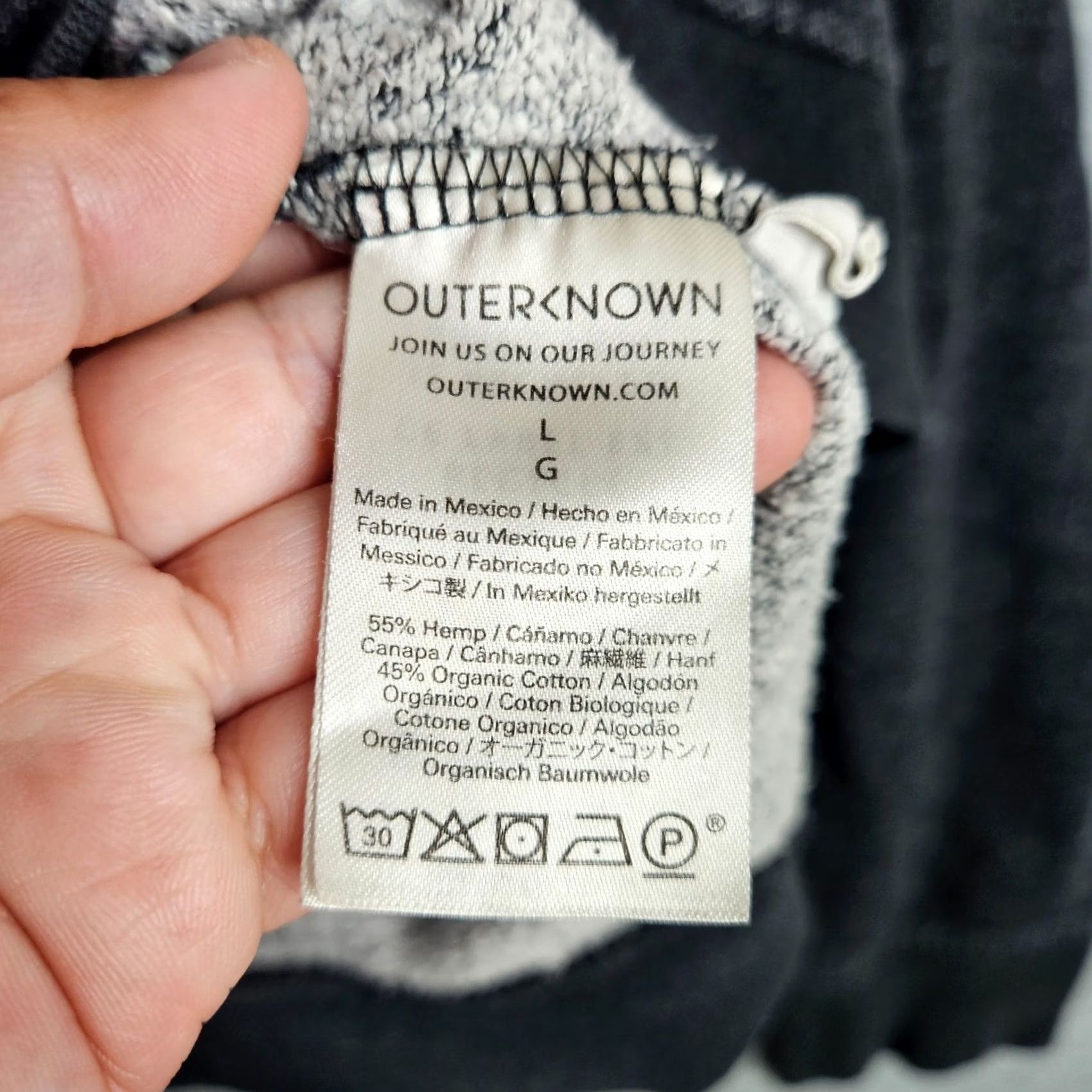 Outerknown OUTERKNOWN Sweatshirt Pullover Mens Dark Grey Size L Crew Neck Fleece Regular Color Gray Logo Accents Zipper All Seasons Size US L / EU 52-54 / 3 - 4 Thumbnail