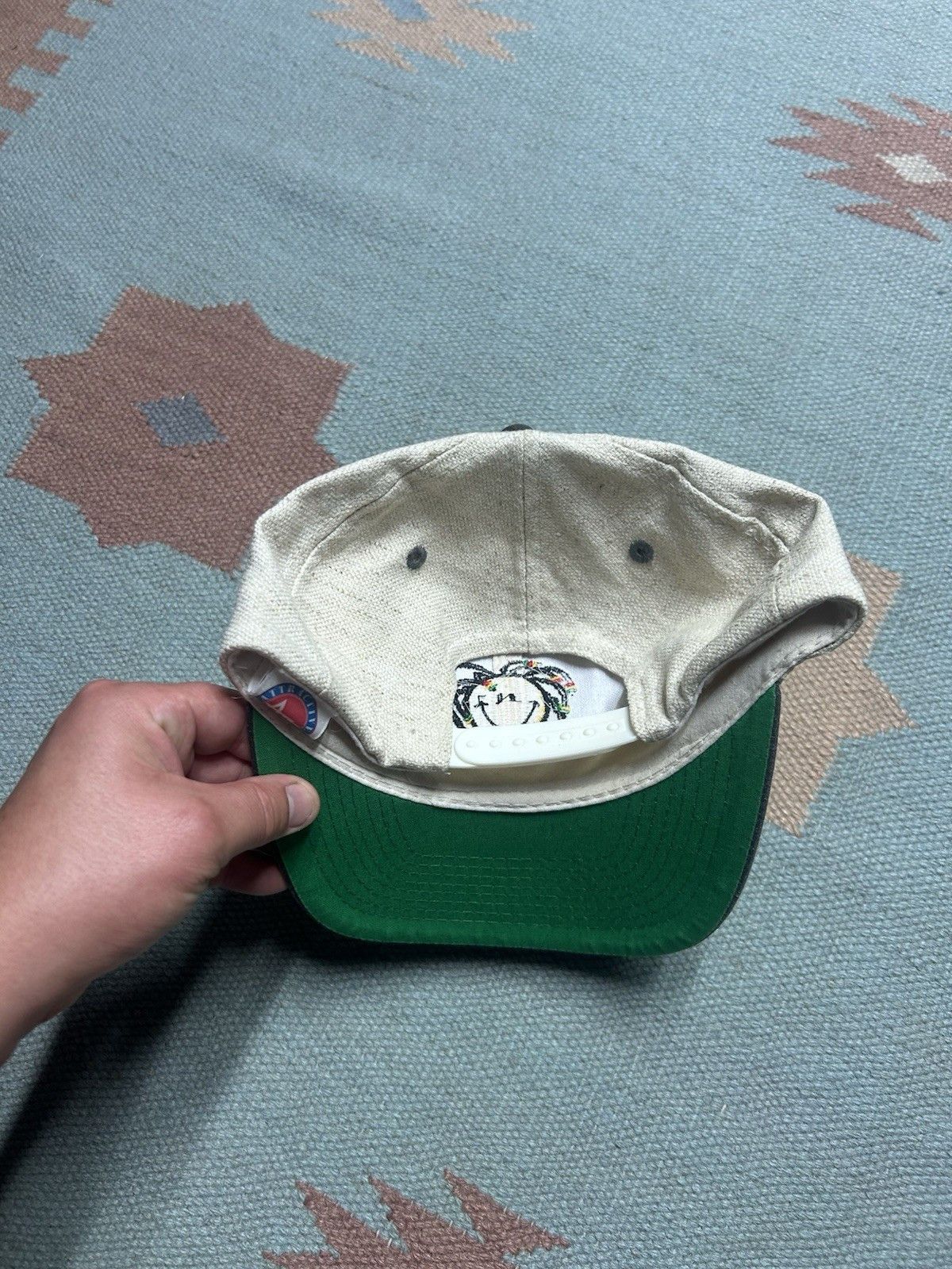 Vintage Vtg SnapBack hat smile mon Jamaica rasta smiley face stoner Size ONE SIZE - 4 Thumbnail