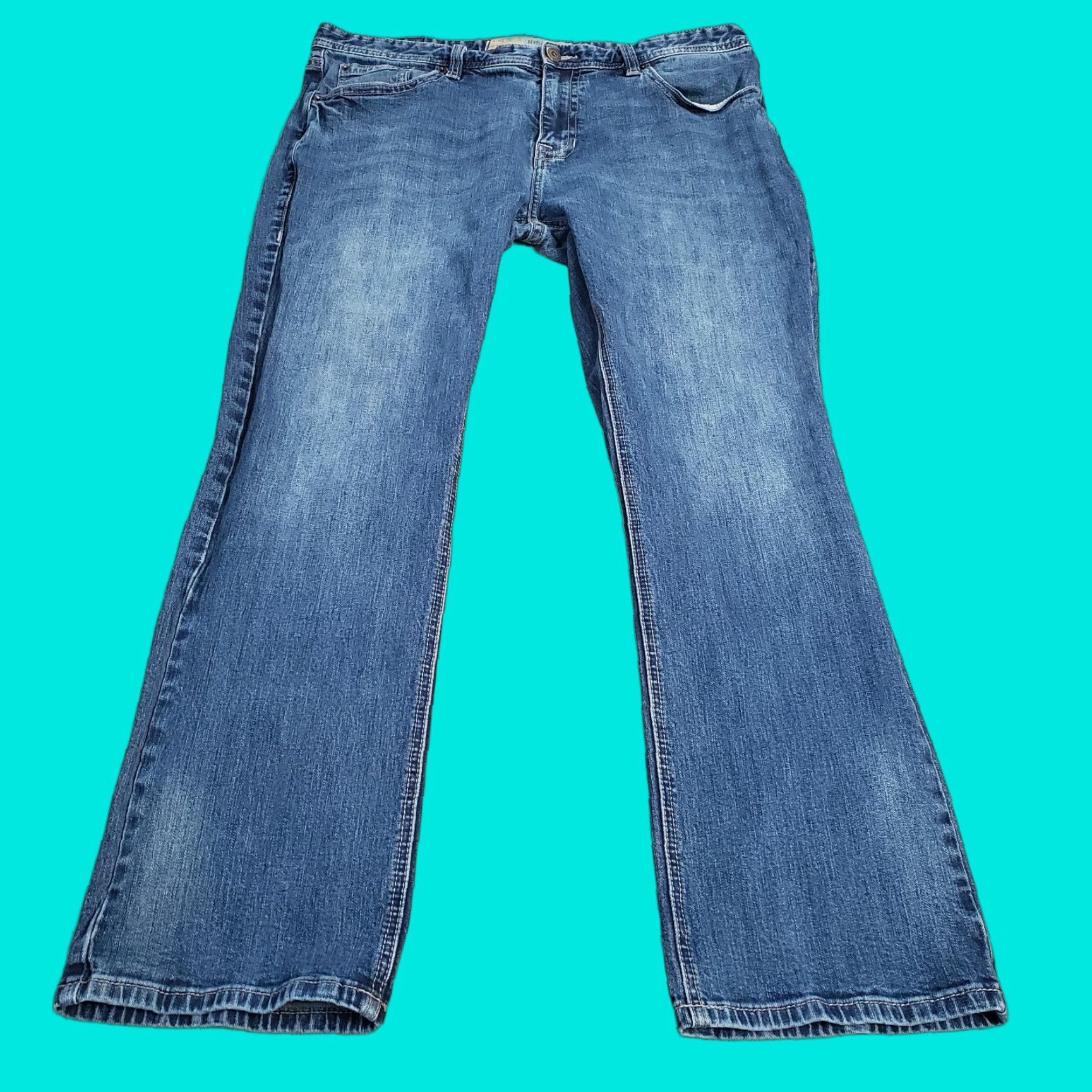 Vintage Rock & Roll Cowboy Jeans Vintage 46 Mens 38x32 Revolver Slim Straight Leg Rodeo Denim Blue Cotton Logo Pockets Size US 38 / EU 54 - 1 Thumbnail