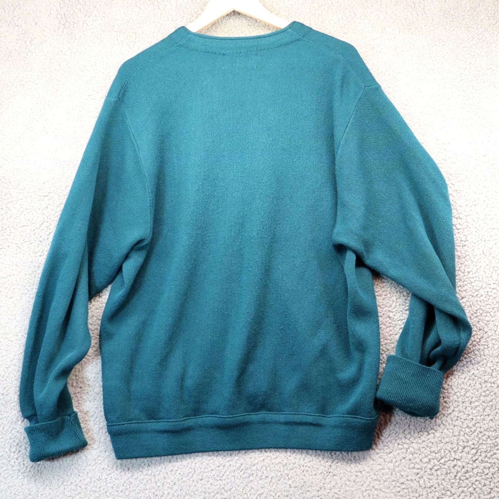 Izod VINTAGE IZOD Cardigan Sweater Men XL Green 80s 90s Classic American knitwear V-Neck Buttons Suited for Business Size US XL / EU 56 / 4 - 6 Thumbnail