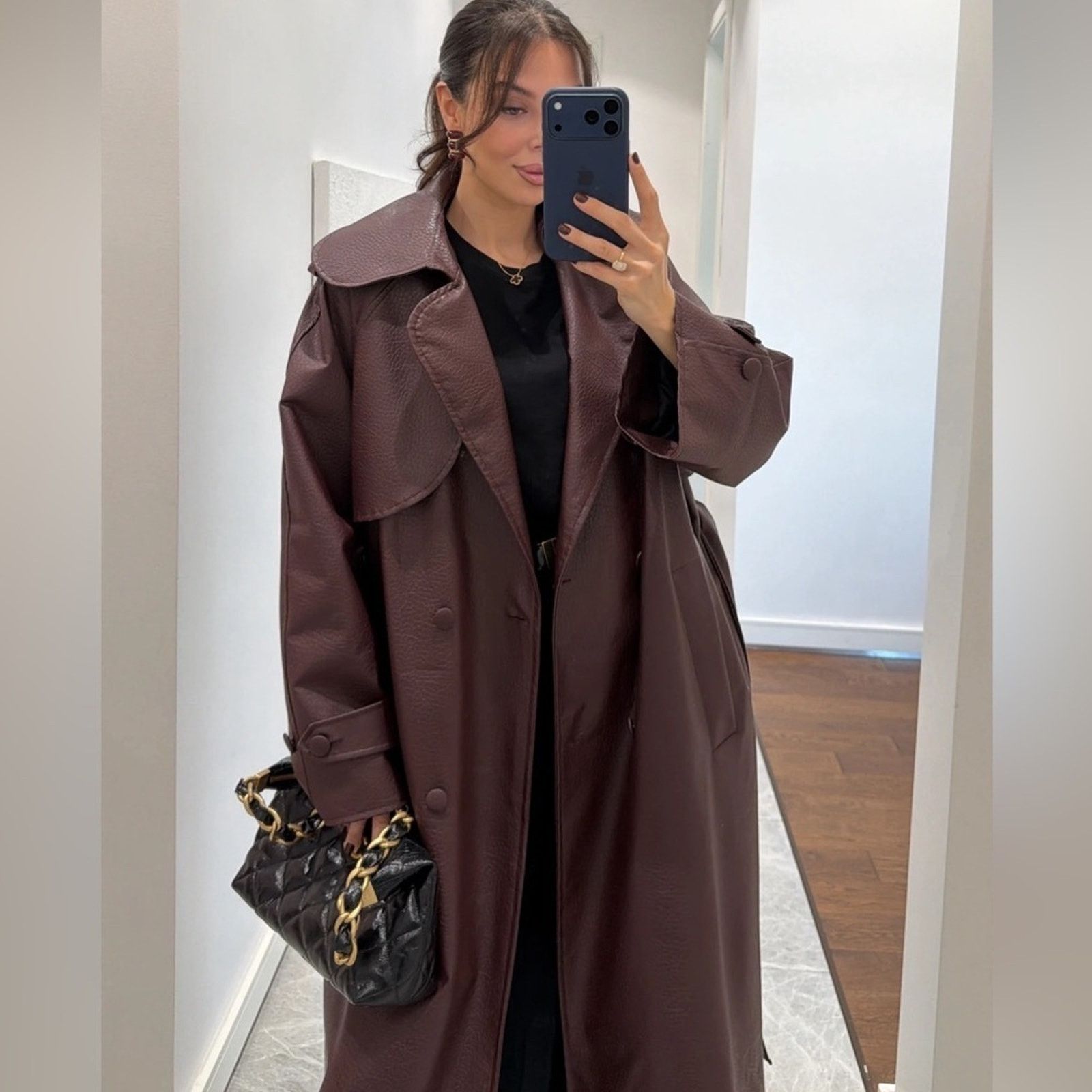 Other Elegant Burgundy Women's Trench Coat Size ONE SIZE - 7 Thumbnail