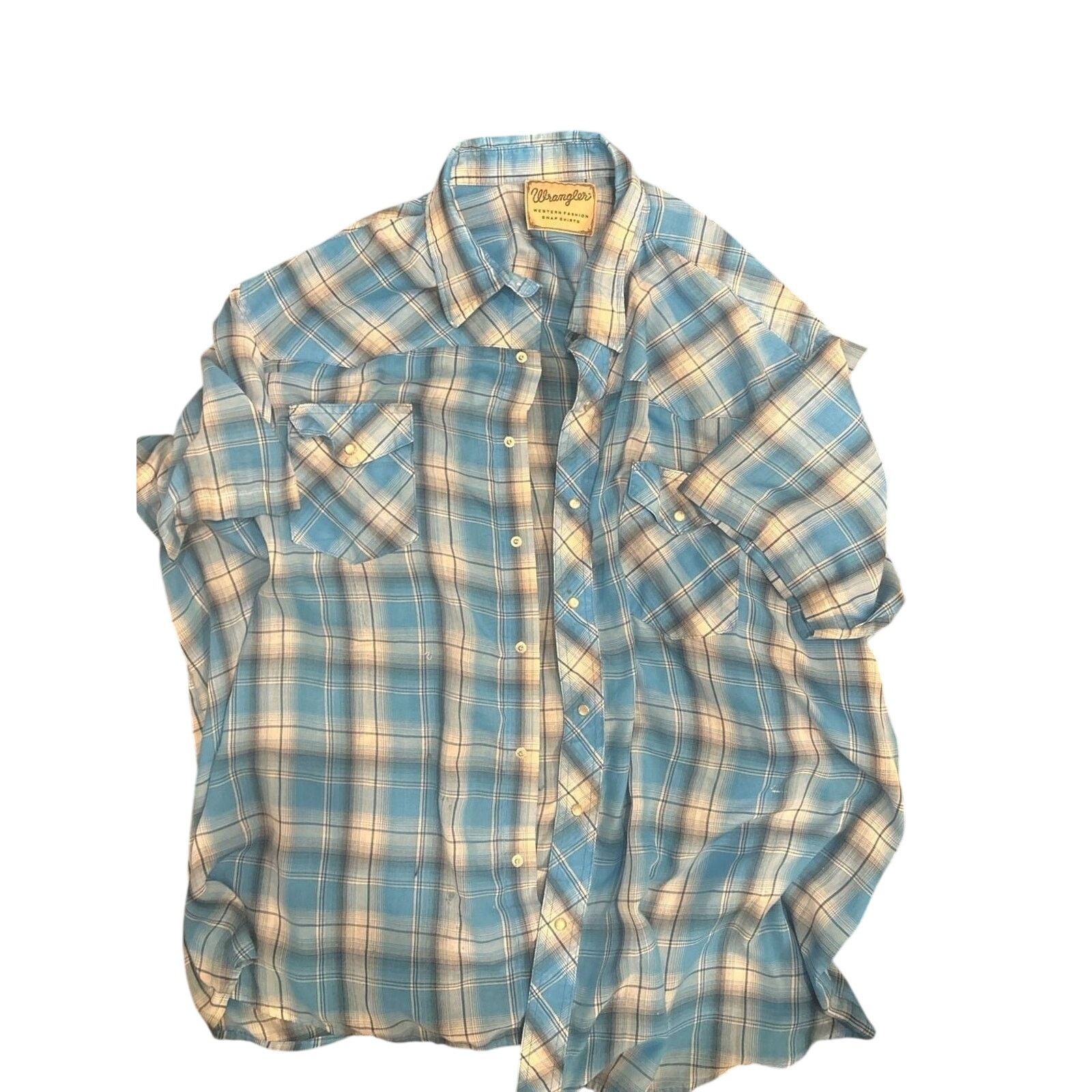 Wrangler Wrangler Pearl Snap Plaid Short Sleeve Shirt 2XL Size US XXL / EU 58 / 5 - 1 Thumbnail