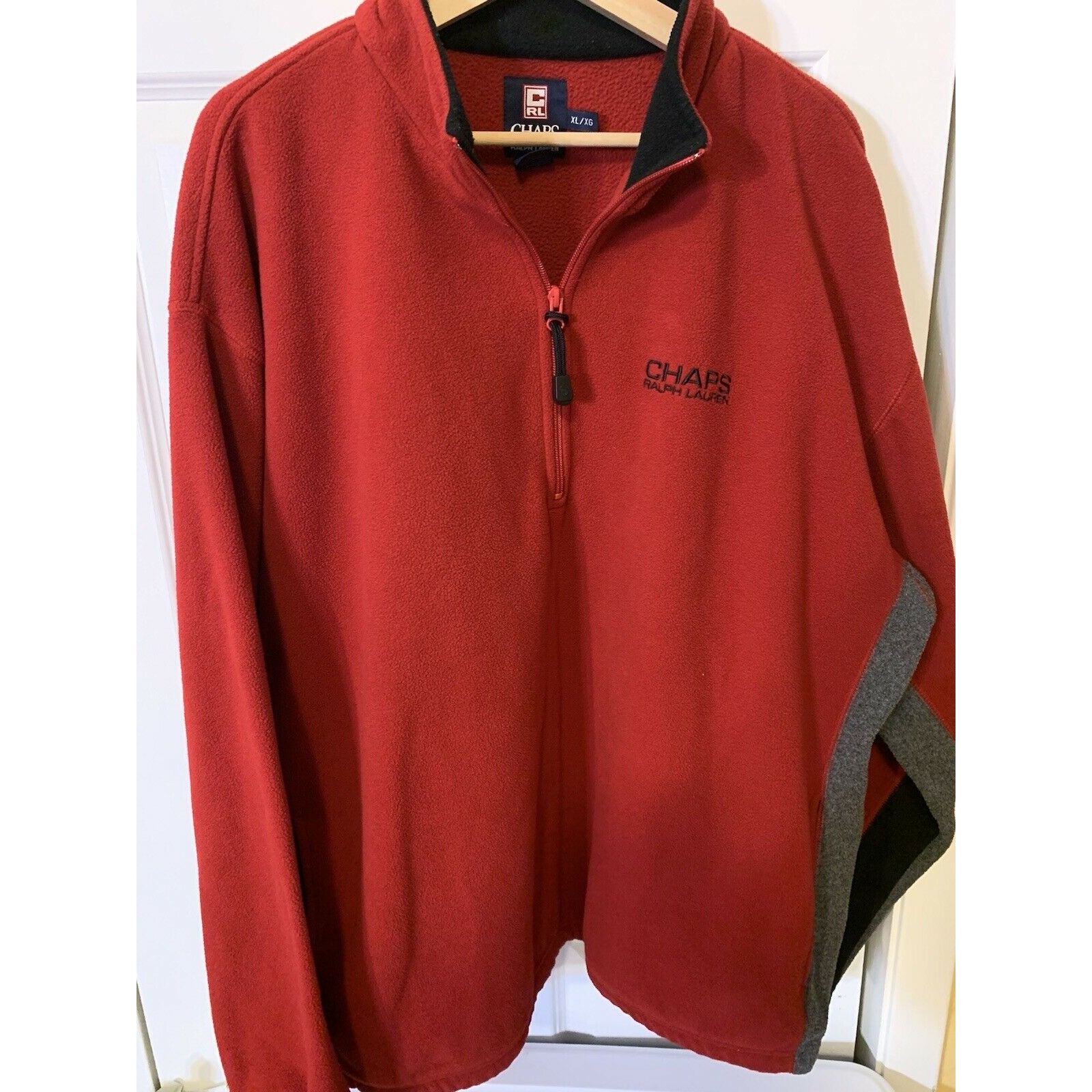 Chaps Vtg Chaps Ralph Lauren Fleece 1/2 Zip Red Gray Black Sweater Size US XL / EU 56 / 4 - 4 Thumbnail