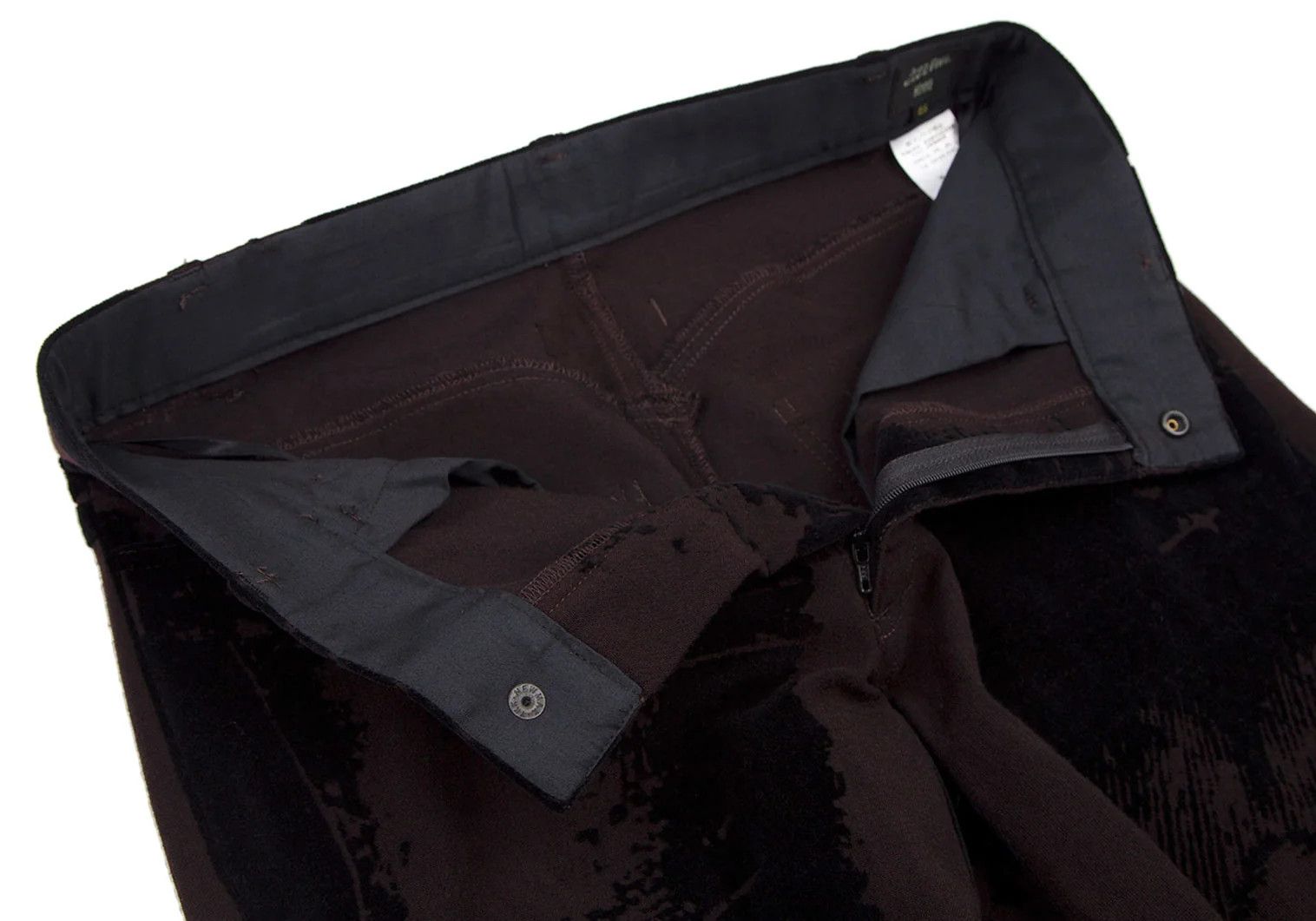 Jean Paul Gaultier Graphic Flocked Wool Pants in Brown and Black, Size 46 Size US 30 / EU 46 - 5 Thumbnail