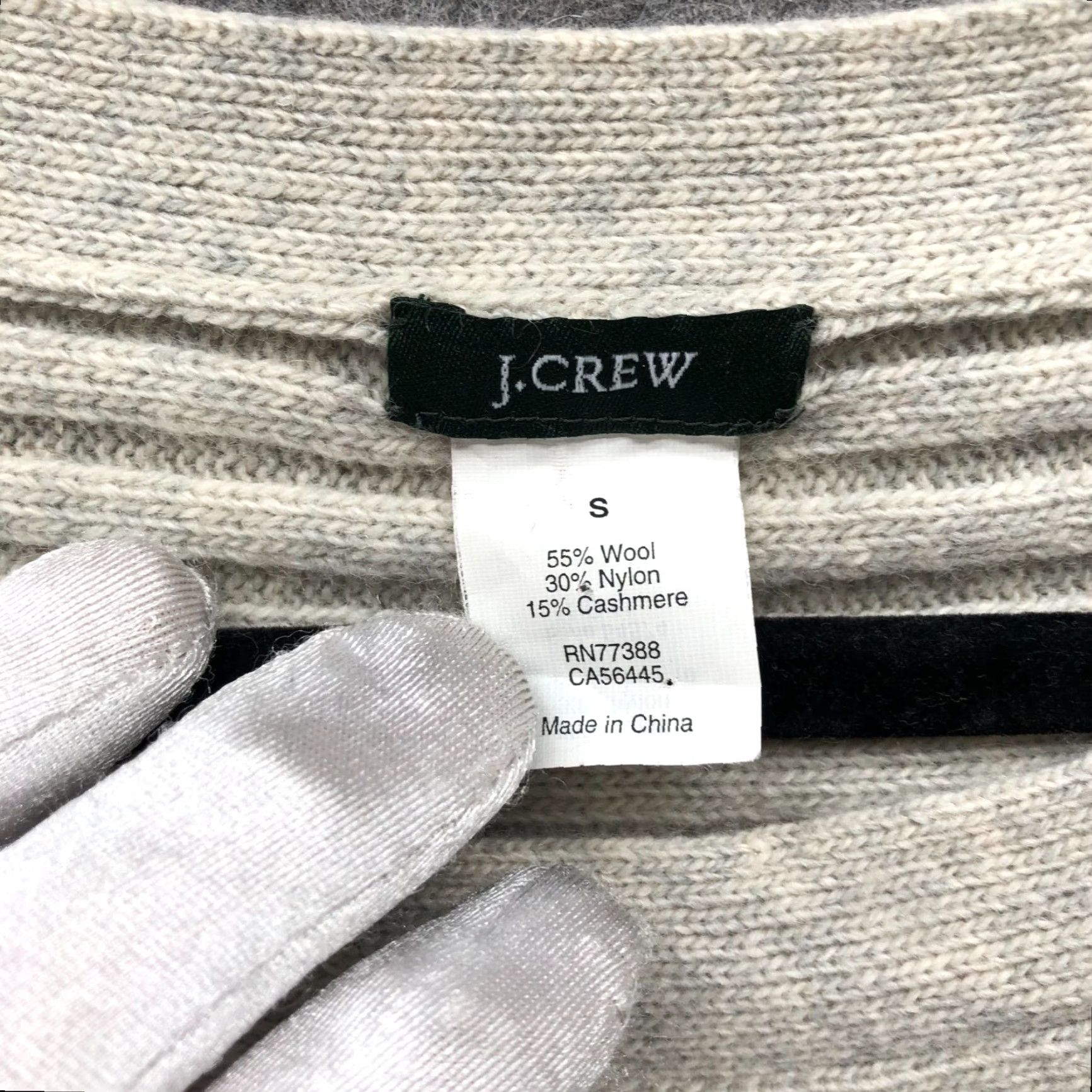 J.Crew J. Crew Wool Cashmere Sweater Womens S Beige Dolman Sleeve Crew Neck Pullover Knit Knitwear Regular Fit Classic Casual Ribbed Stretch Size S / US 4 / IT 40 - 5 Thumbnail