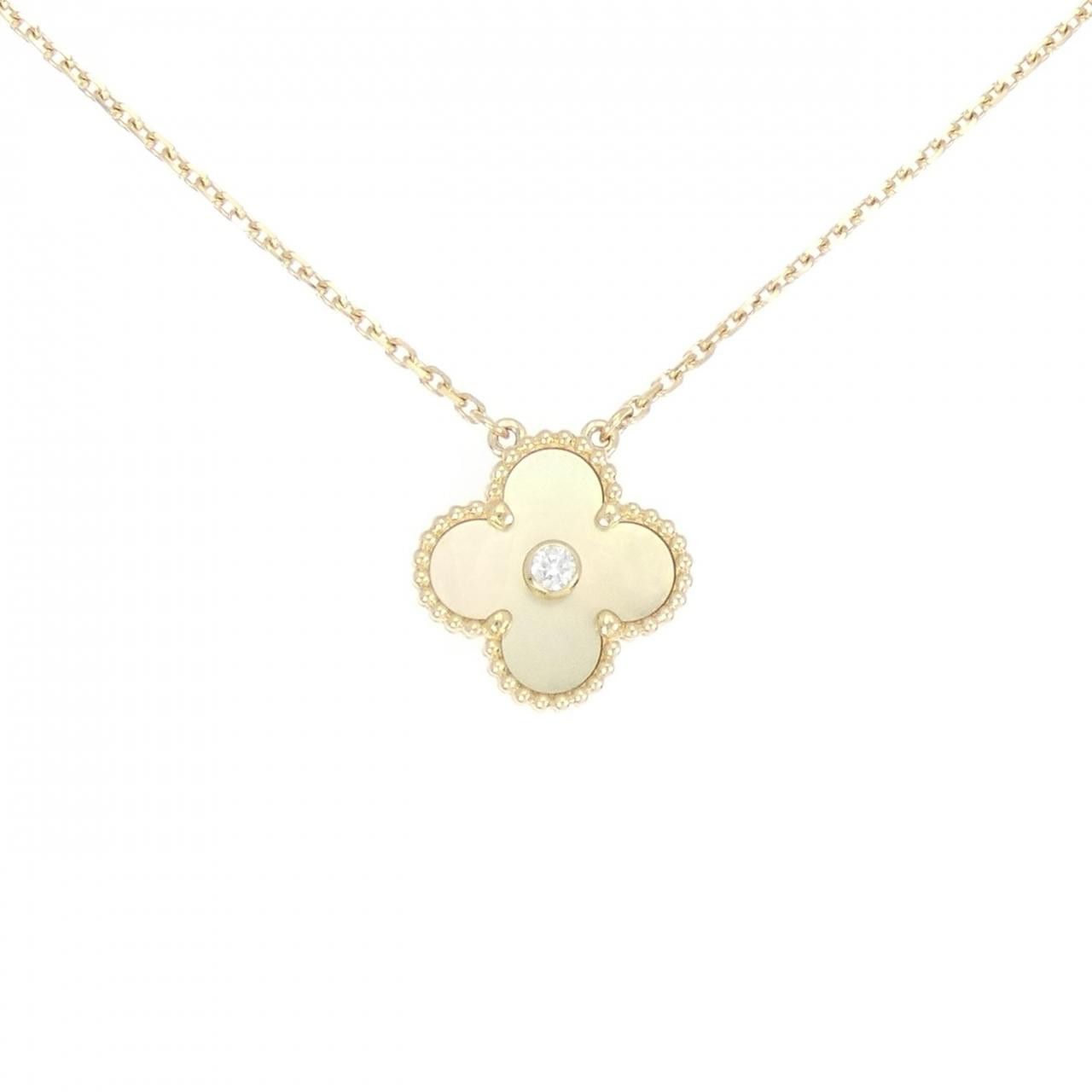 Van Cleef & Arpels Van Cleef & Arpels Van Cleef & Arpels Vintage Alhambra 750 Yellow Gold Mother of Pearl Diamond Necklace Precious Metal Necklace VCARP2R700 DUTY FREE for USA Size ONE SIZE - 1 Thumbnail