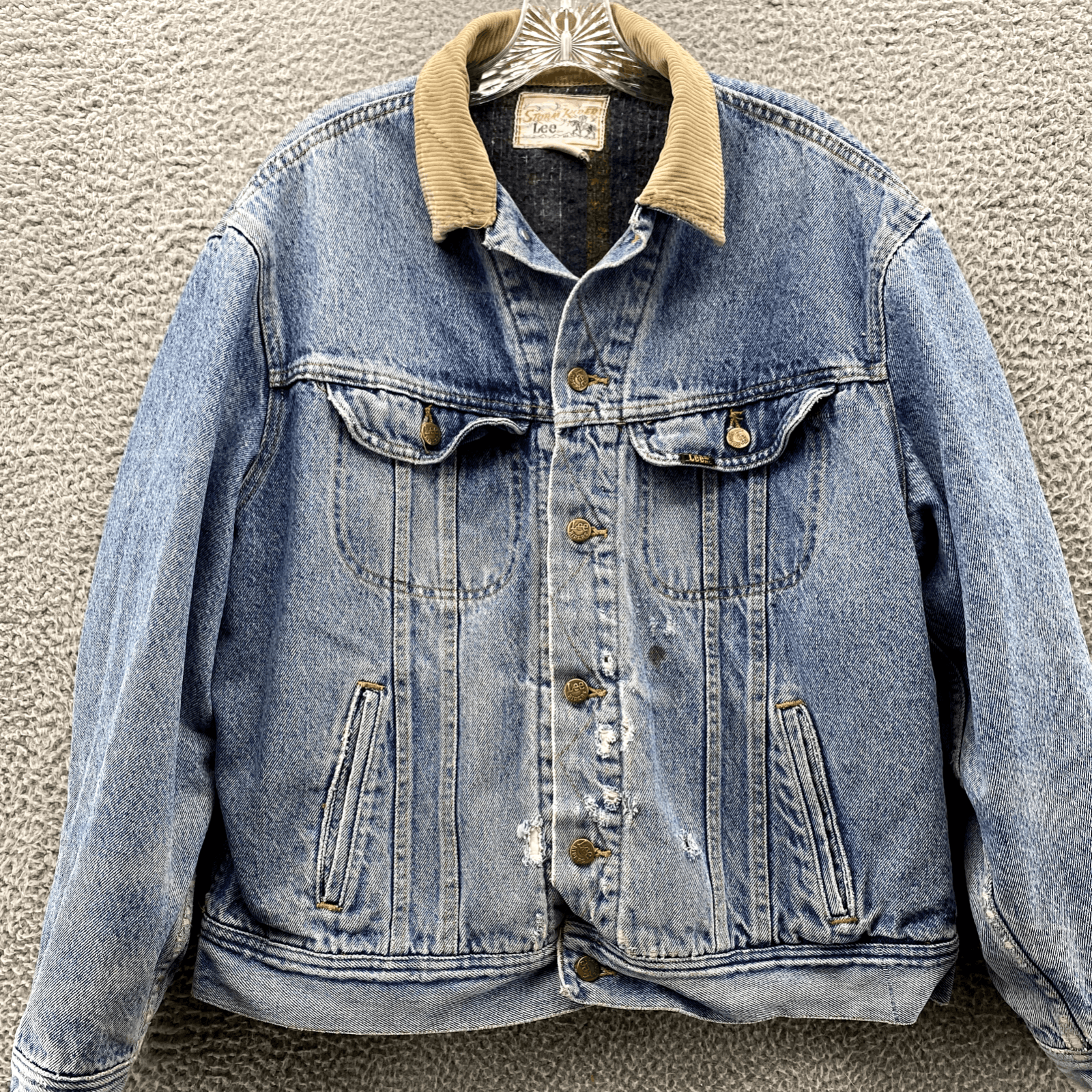 image of Denim Jacket x Storm Rider Vintage Lee Jacket Adult Large Storm Rider Blanket in Blue, Men's