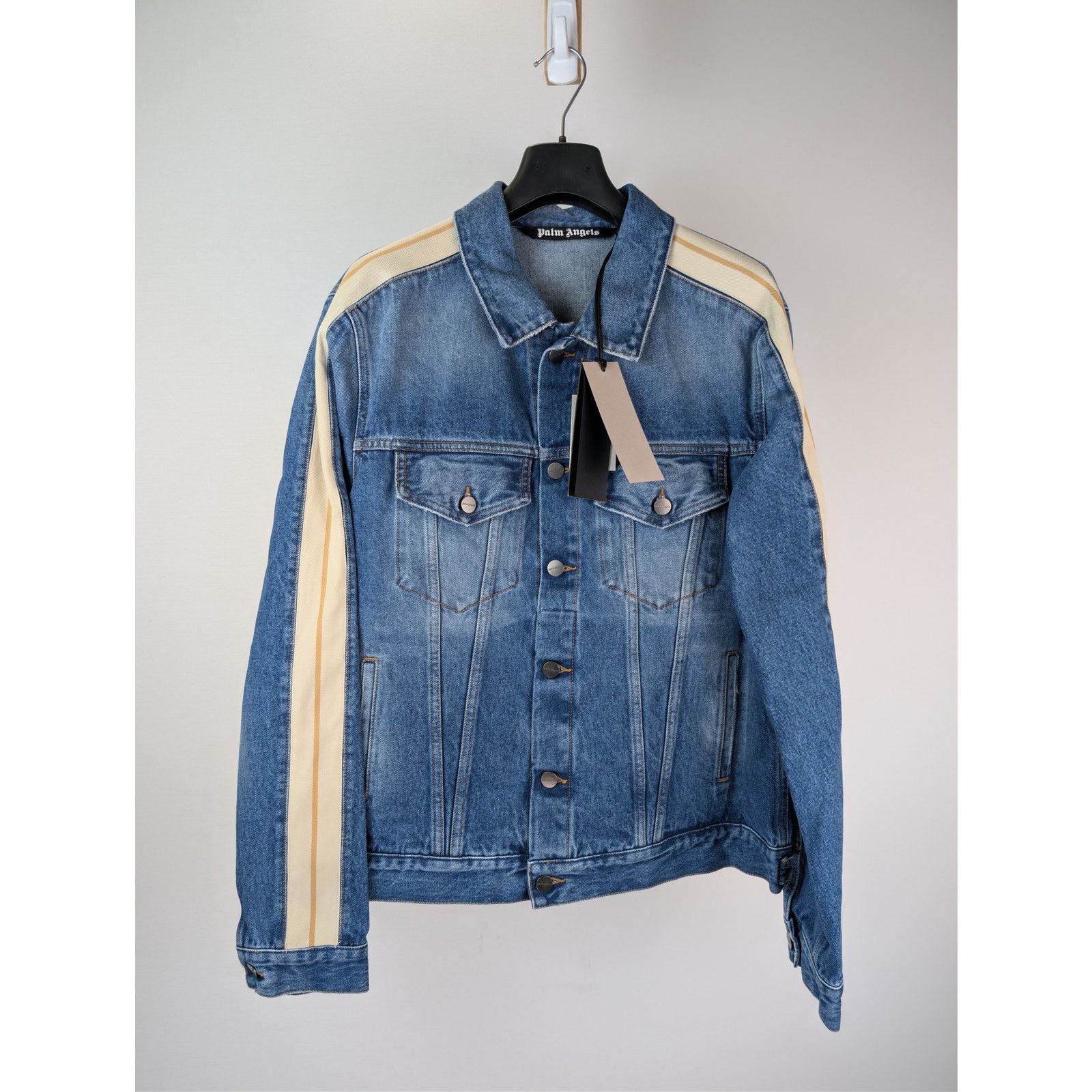 Palm Angels o1rshd1 Indigo Track Denim Jacket in Light Blue / White Size US L / EU 52-54 / 3 - 1 Thumbnail