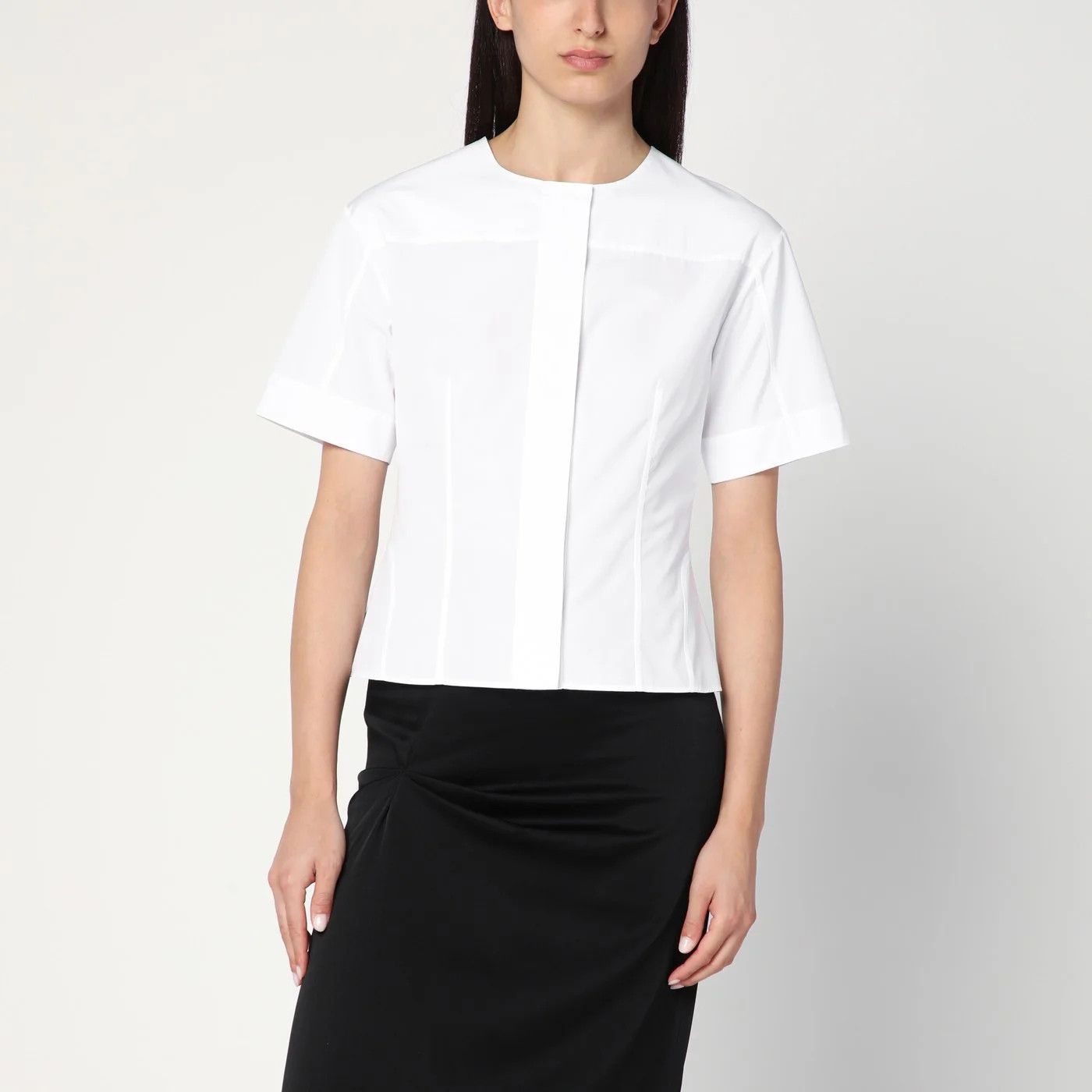 Alexander McQueen o1d2blof0426 Poplin Corset Shirt in White Size M / US 6-8 / IT 42-44 - 1 Thumbnail