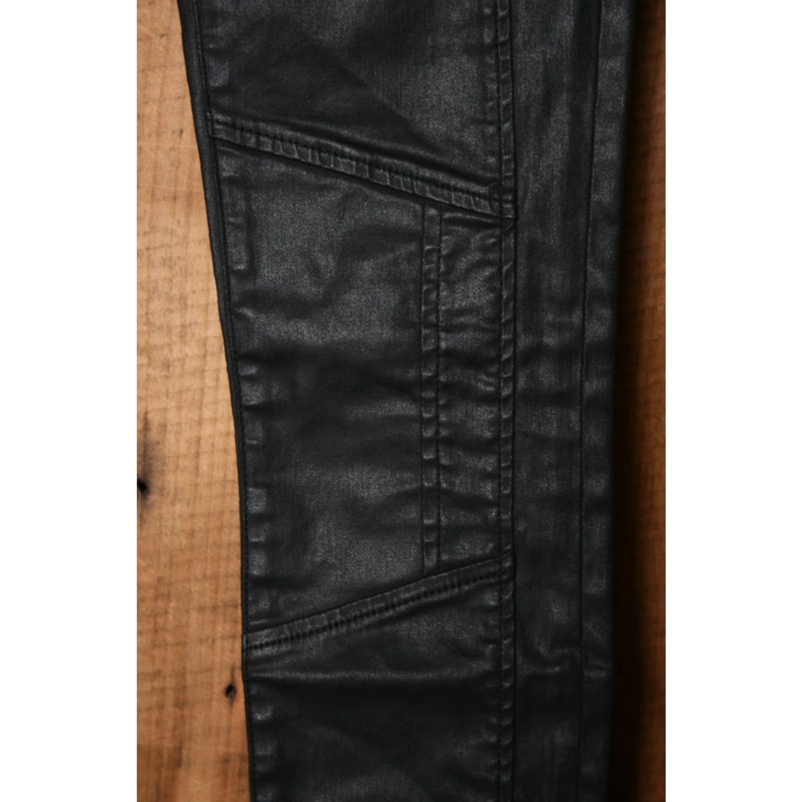 Vintage Current/Elliott The Sweeney Coated Black Stretch Skinny Moto Jeans Sz 26 Women Size 26" / US 2 / IT 38 - 3 Thumbnail