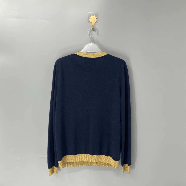 Gucci Gucci Black gold-rimmed knitted cardigan sweater 2501-Nexta Size US M / EU 48-50 / 2 - 2 Thumbnail