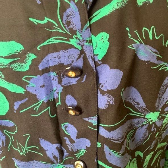 Vintage VINTAGE Blue Floral Lightweight Blazer Women’s M/L Chiffon 80s 90s Party/Cocktail Button Hipster Retro Womens Blazer Size M / US 6-8 / IT 42-44 - 8 Thumbnail