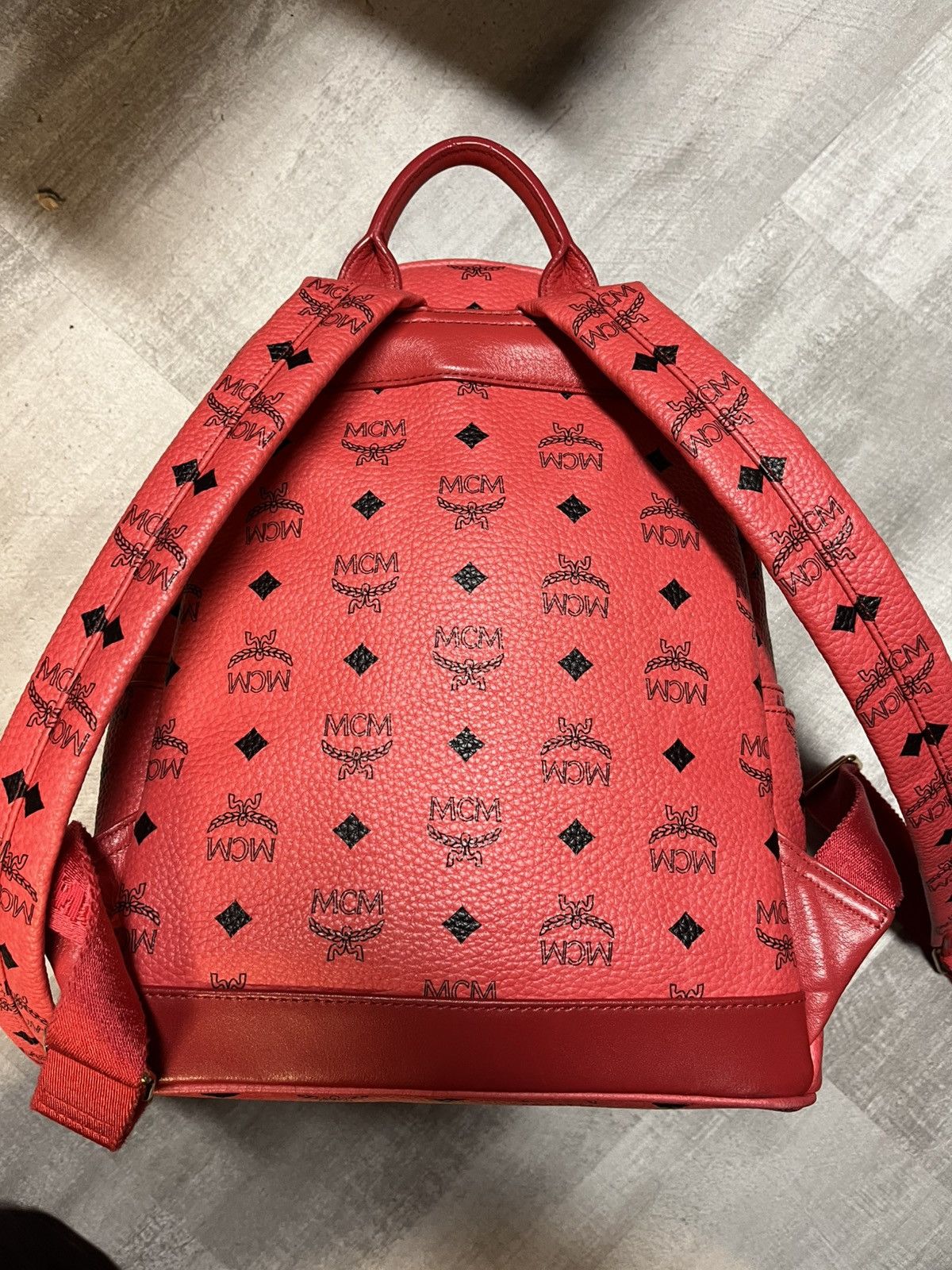 MCM MCM Red/Watermelon Colour Logo Monogram Backpack Size ONE SIZE - 4 Thumbnail