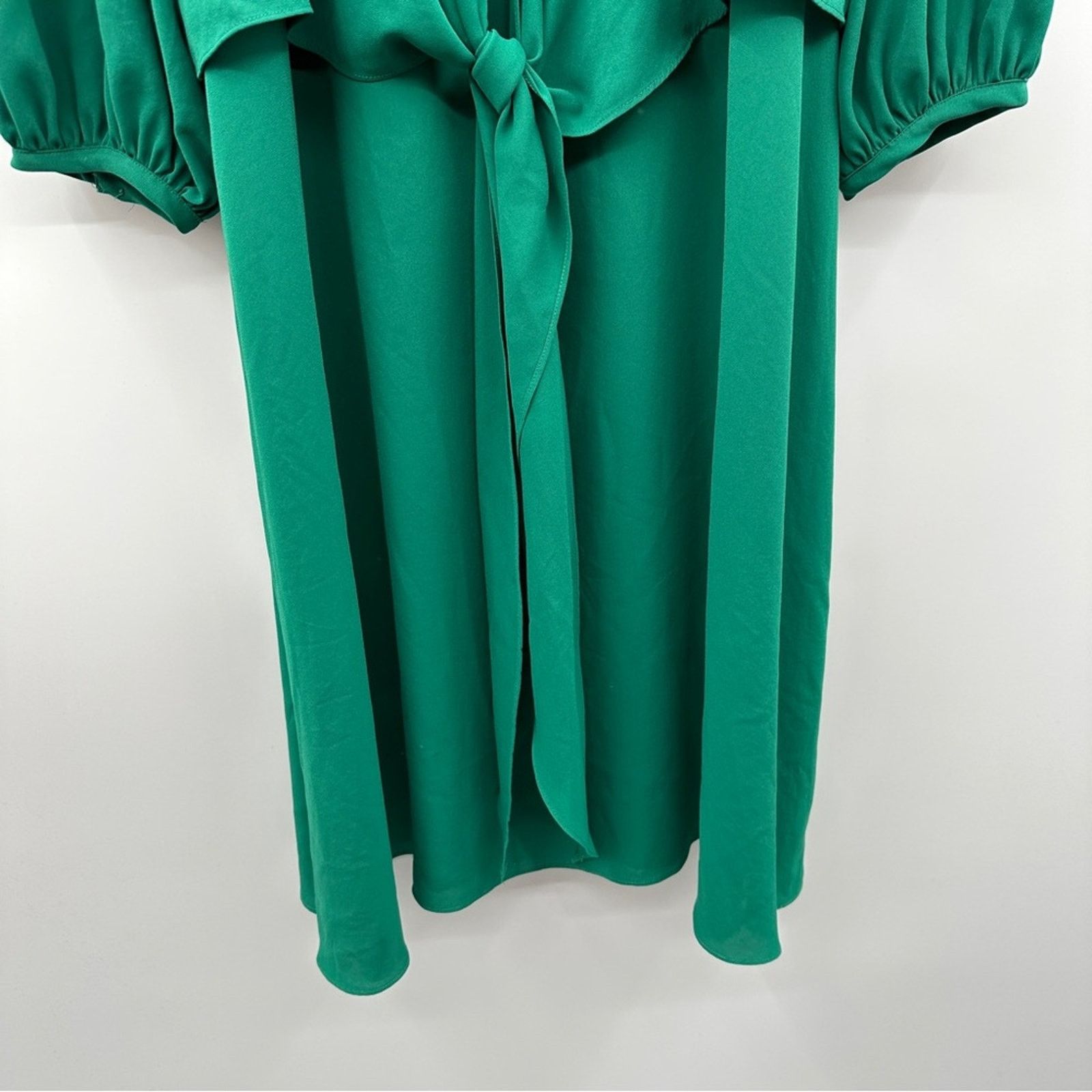 Anthropologie Anthropologie Maeve Valparaiso Green Tie Front Midi Dress Size L / US 10 / IT 46 - 3 Thumbnail