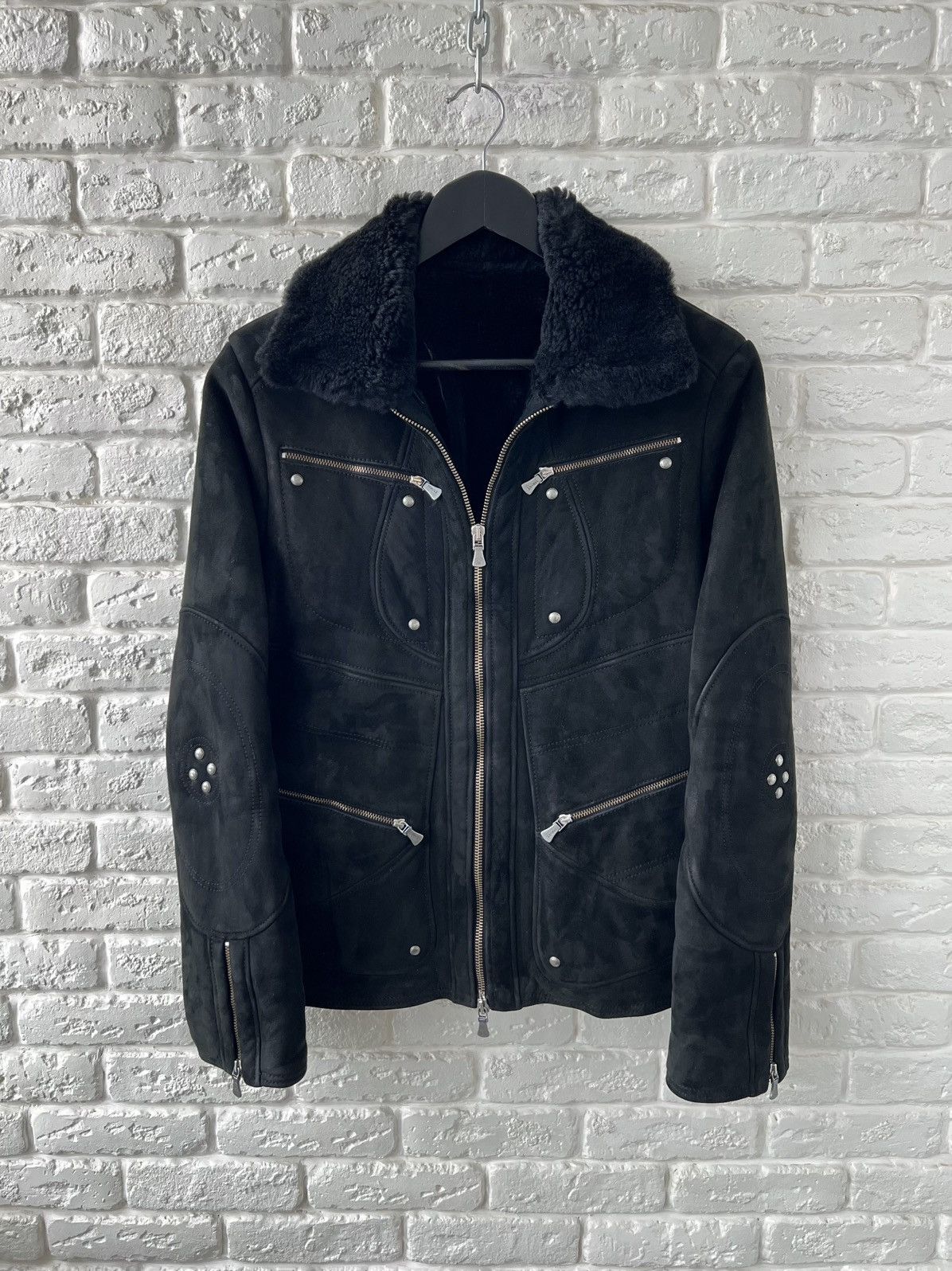 Versace VERSACE Shearling Suede Black Zip Coat Jackey Size M / US 6-8 / IT 42-44 - 1 Thumbnail