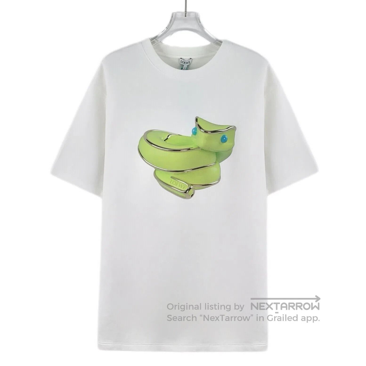 Loewe Loewe White Logo Pattern Printed Cotton Crew Neck Short Sl Size US M / EU 48-50 / 2 - 1 Thumbnail
