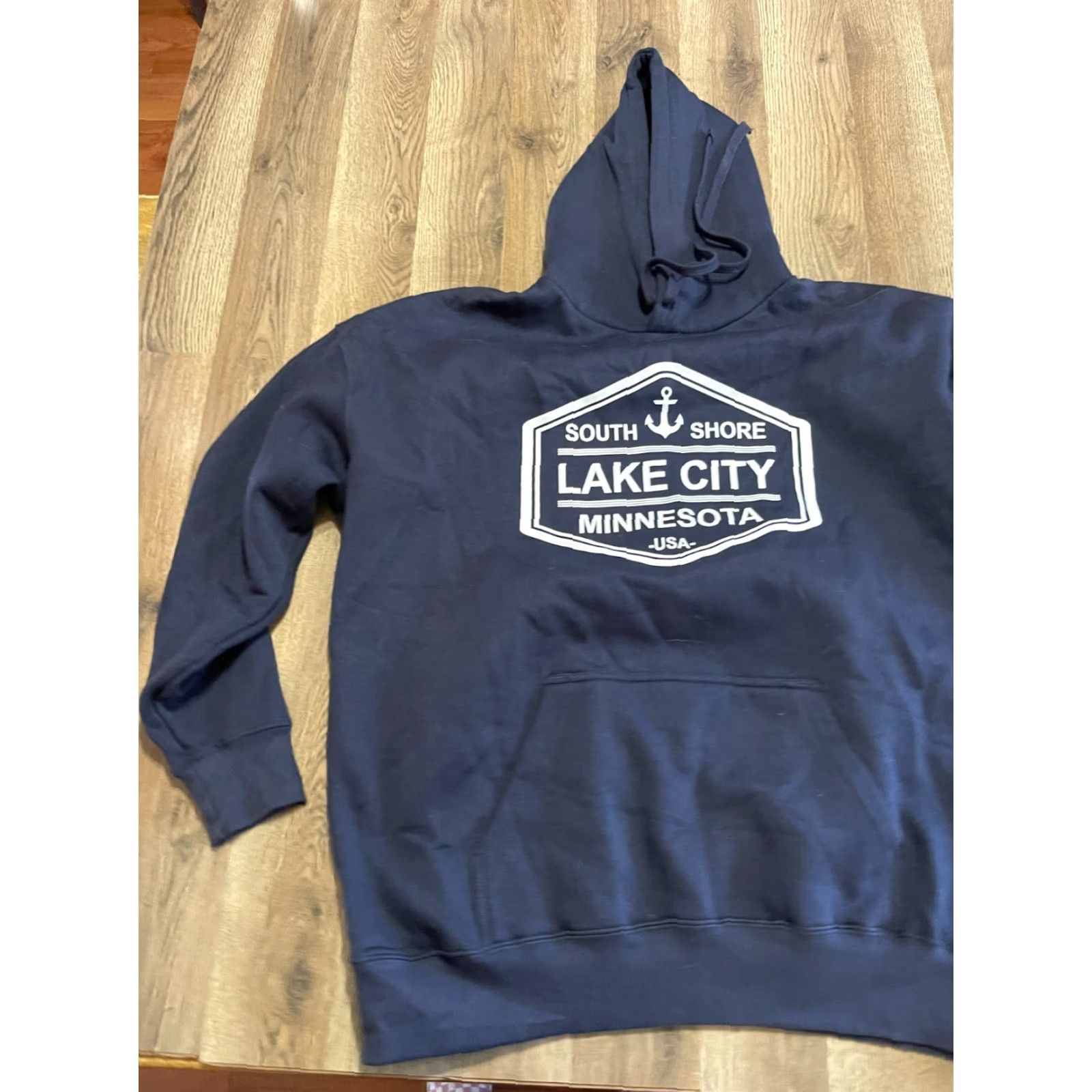 Vintage A4 Hoodie Men 2XL Navy Blue Pullover City Minnesota South Shore Lake City Pullover Hoodie 2XL Navy A4 Mens City Pullover Shirt? Size US XXL / EU 58 / 5 - 4 Thumbnail
