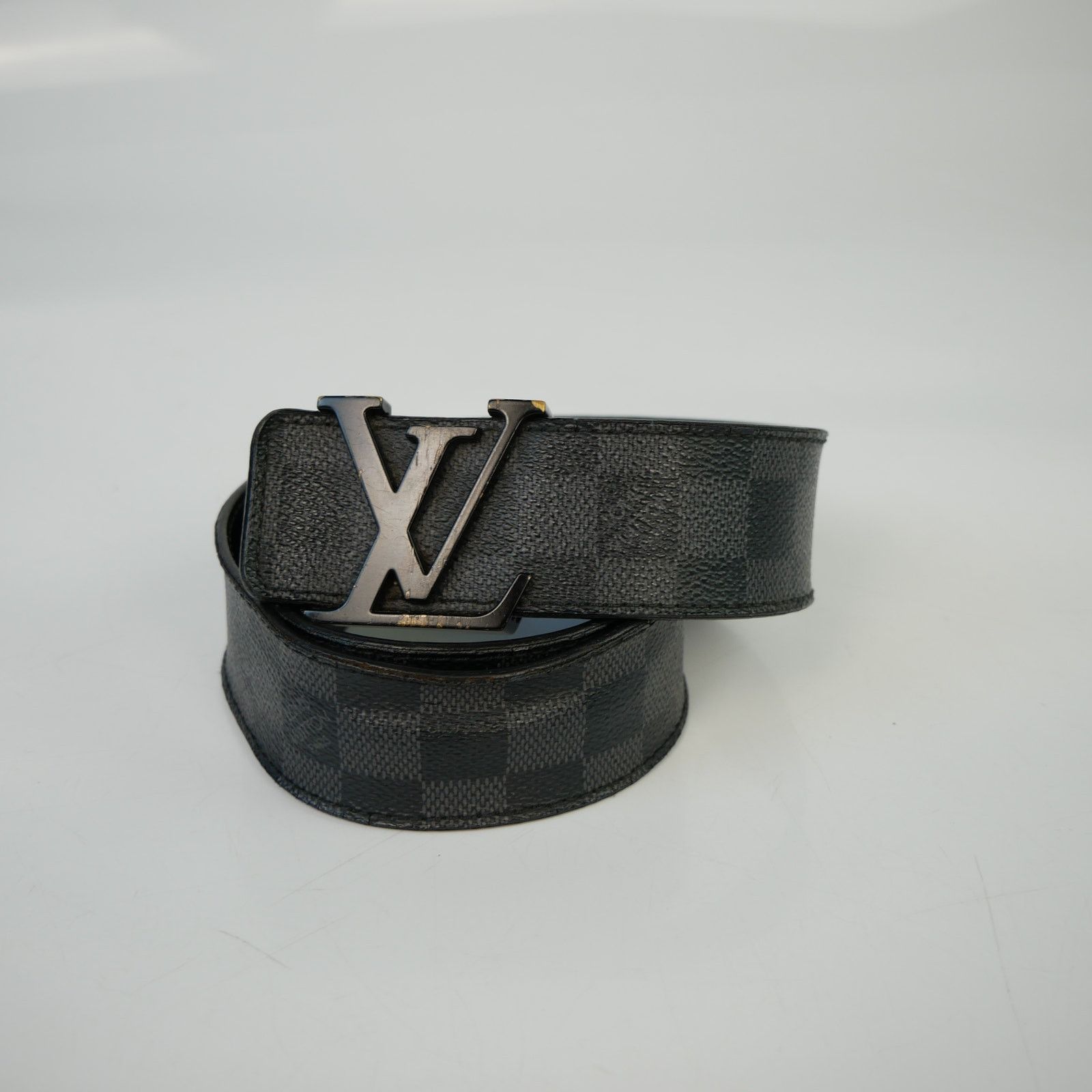 Pre-owned Louis Vuitton Ceinture Initiales Damier Graphite Belt In Black