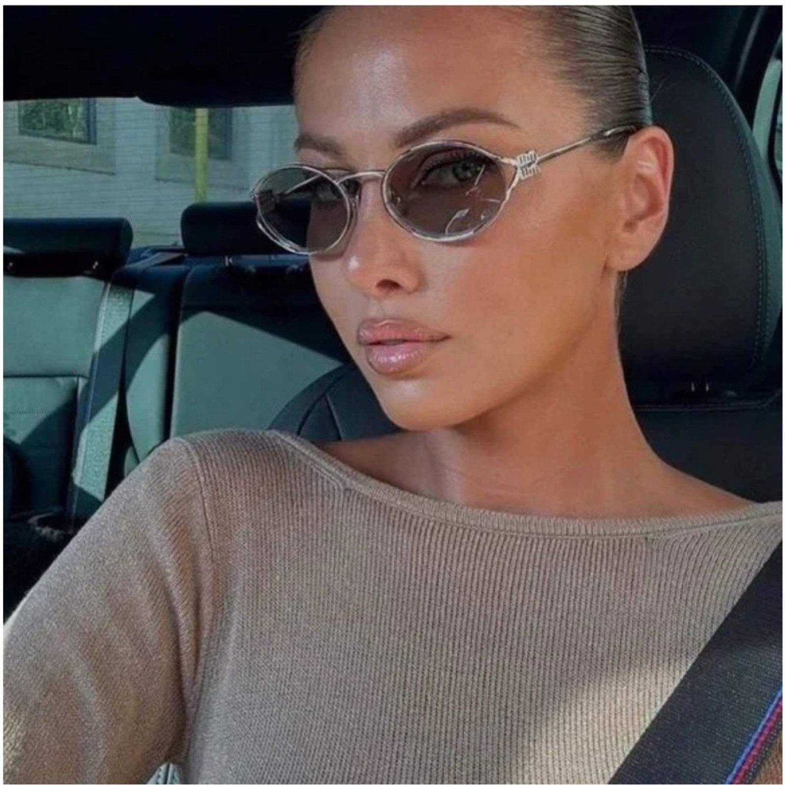 【MiuMiu】ロゴ サングラス MU52YS 1BC10F Miu Miu 0MU 52YS Sunglasses 1BC10F Silver - eye-oo.com