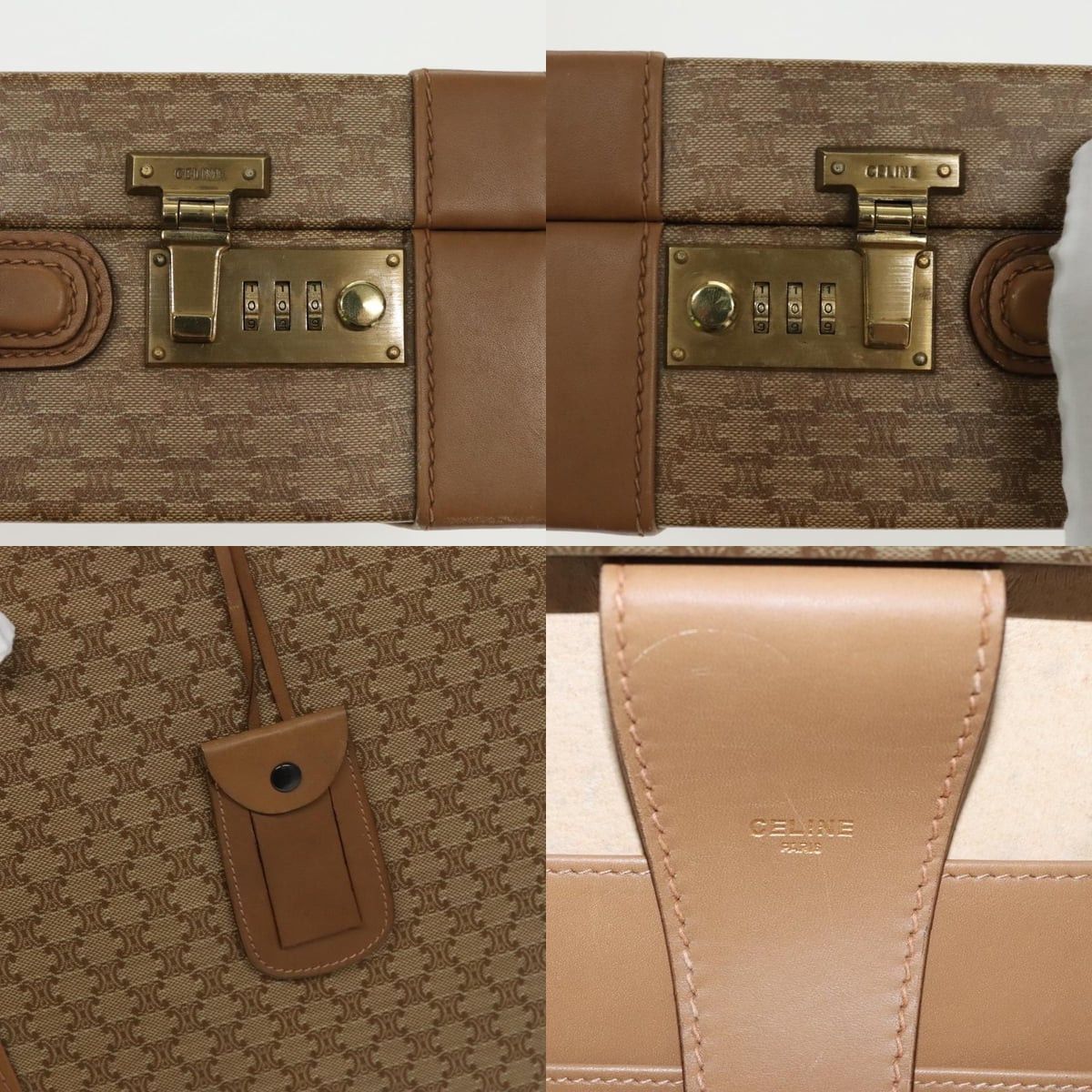 Celine CELINE Attache Case Macadam Canvas Trunk Beige Gold Size ONE SIZE - 11 Thumbnail