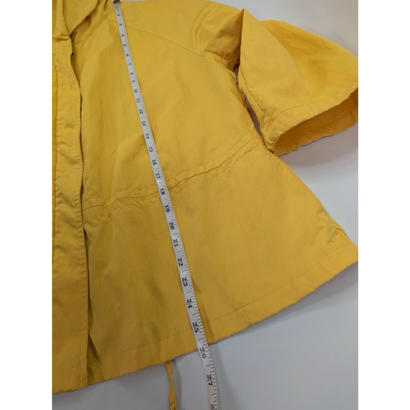 Vintage Lane Bryant Women's Jacket 14/16 Yellow Windbreaker Short 3/4 Sleeve Zipper Snap Toggle Pockets Baggy? (remove question mark) Size XL / US 12-14 / IT 48-50 - 6 Thumbnail