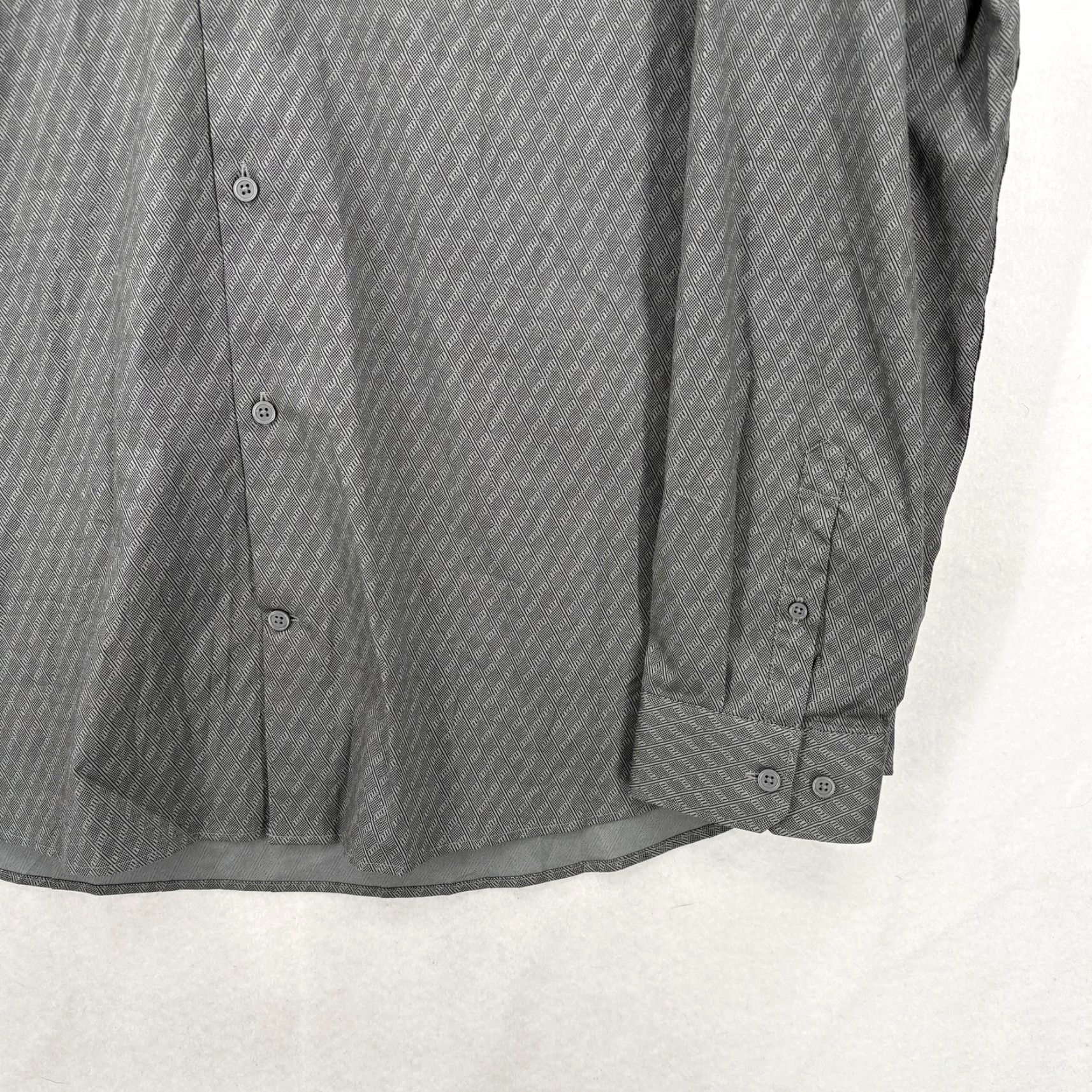 Express Express Shirt Mens 2XL Gray Geo Print Slim Fit Dress Shirt Size 48R - 3 Thumbnail