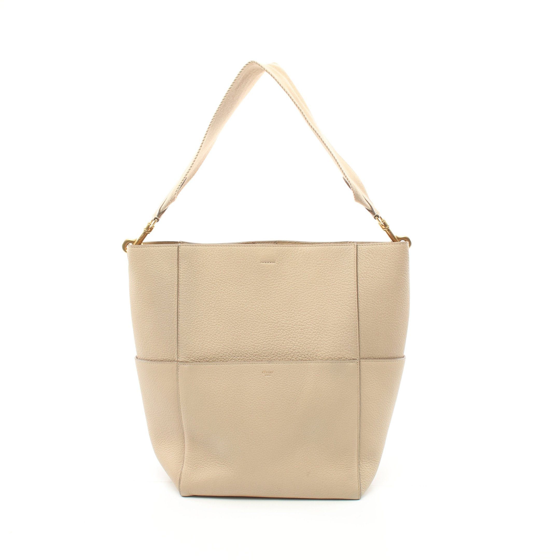 image of Celine Sangle Bucket Shoulder Bag Leather Beige, Women's