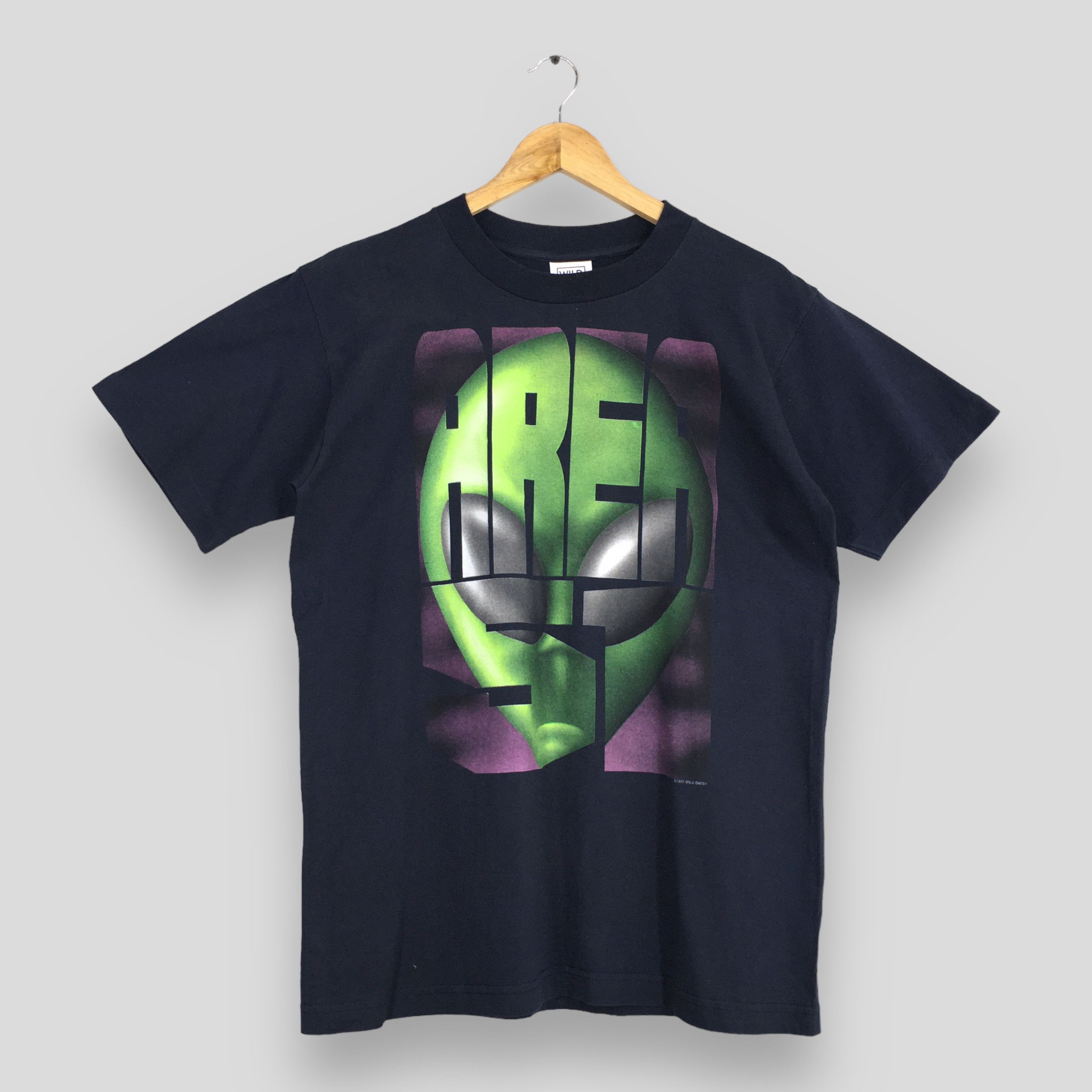 image of Rap Tees x Vintage 90's Alien Head Area 51 Black T Shirt Medium, Men's