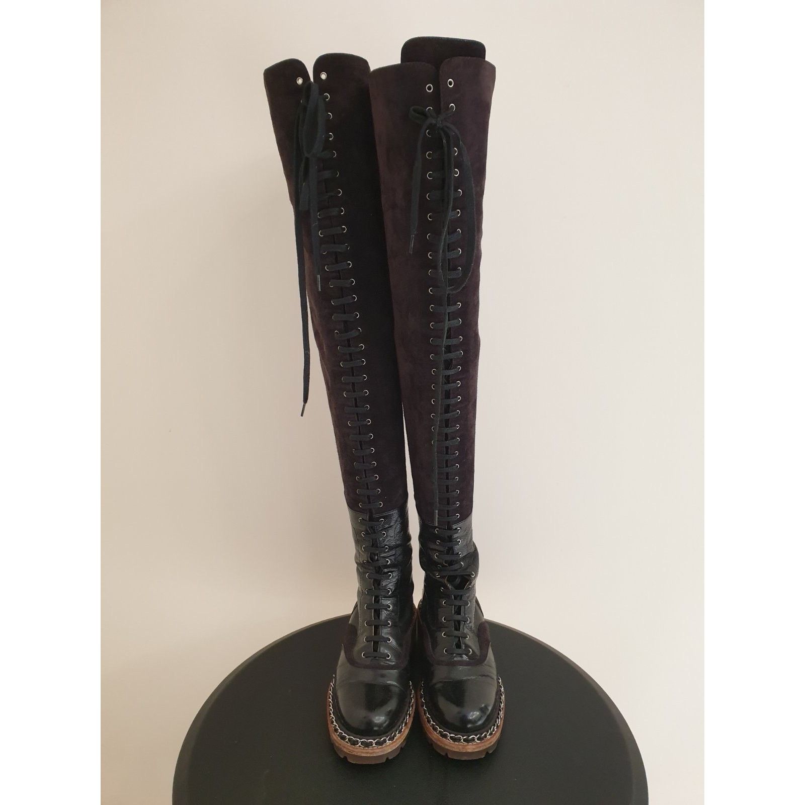Chanel Chanel Paris-Salzburg Brown Suede Over-the-Knee Boots Sz.36 Size US 5 / IT 35 - 5 Thumbnail