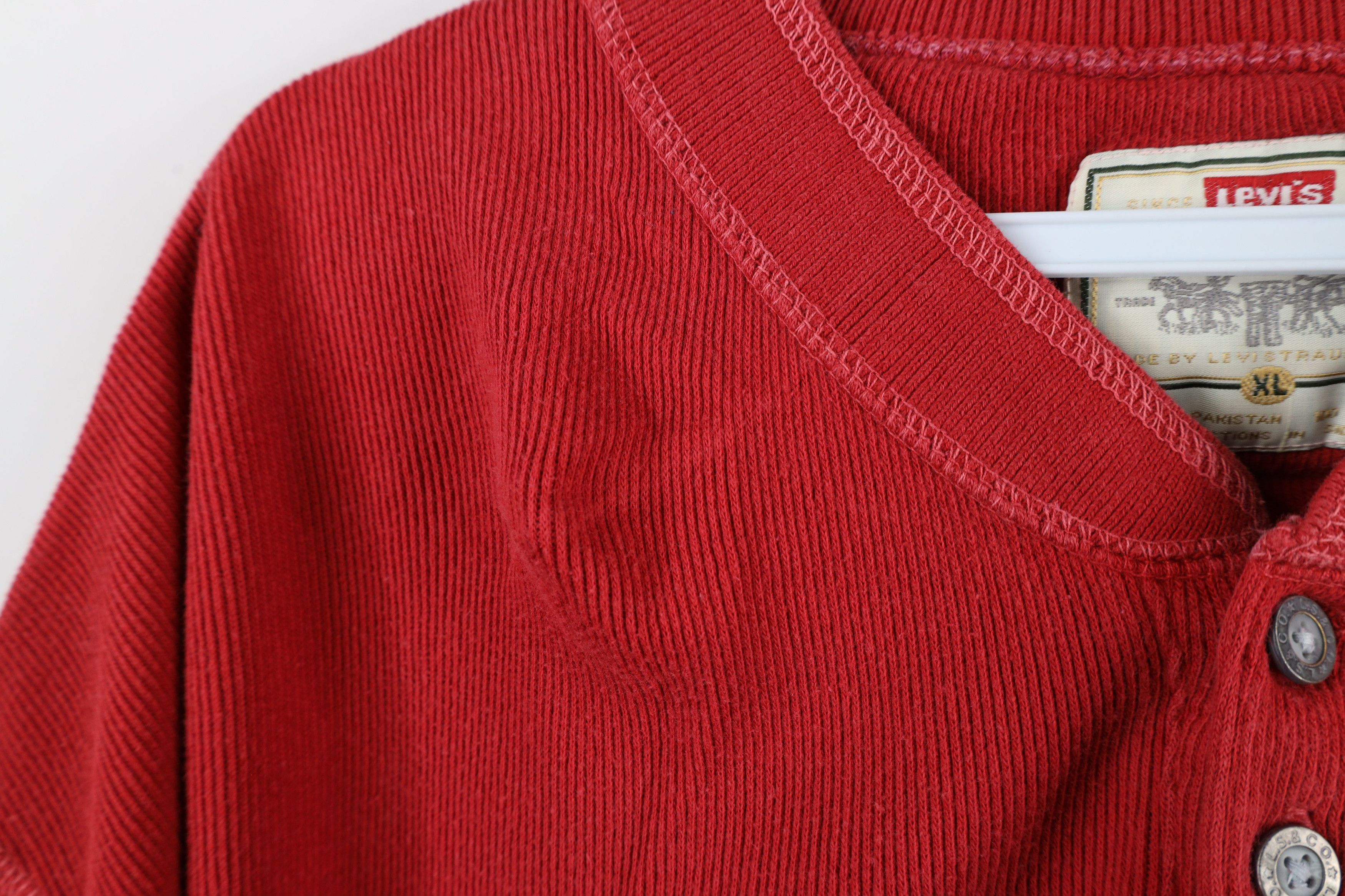 Levi's × Vintage Vintage 90s Levis Ribbed Knit Short Sleeve Henley T-Shirt Size US XL / EU 56 / 4 - 8 Thumbnail