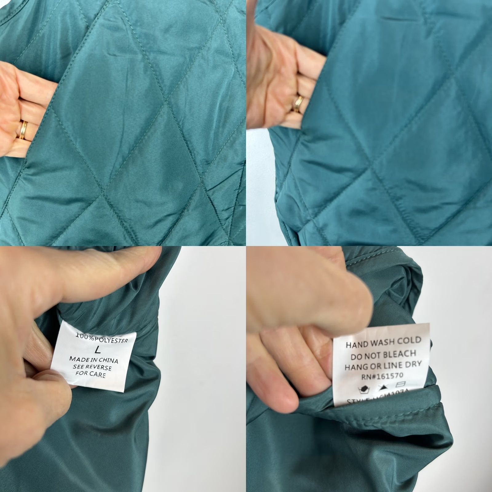 Vintage Haptics Puffer Vest Womens L Green Quilted Snap Front Casual Vest Size L / US 10 / IT 46 - 8 Thumbnail