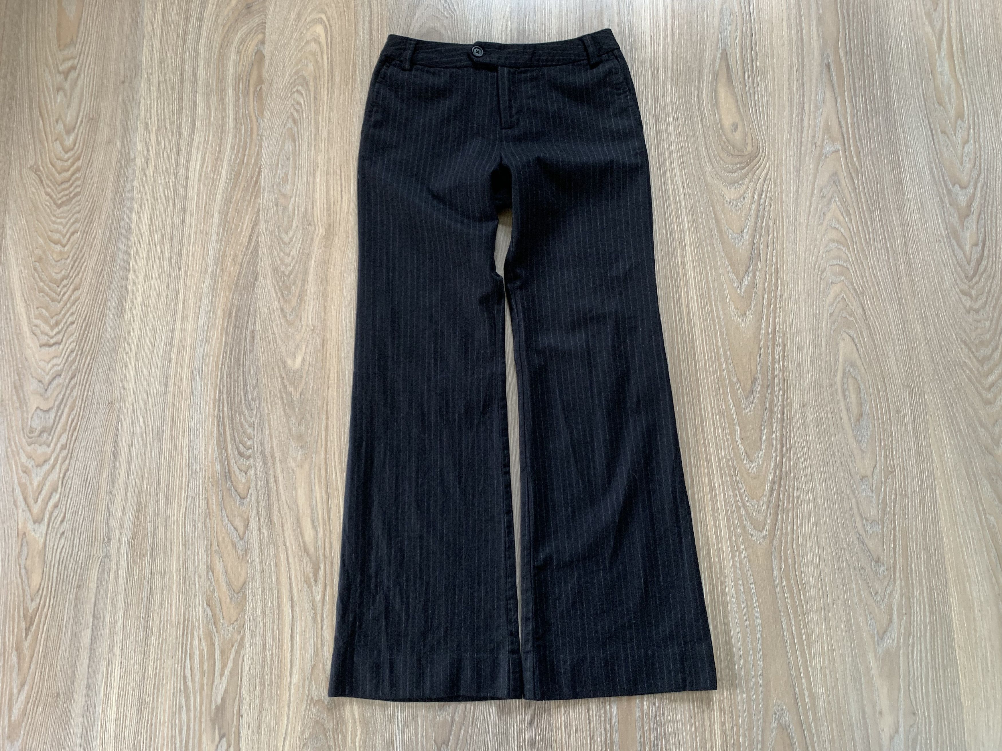 Gap Gap Wide Leg Black Pinstripe Wool Blend Trousers Pants Size 26" / US 2 / IT 38 - 2 Thumbnail
