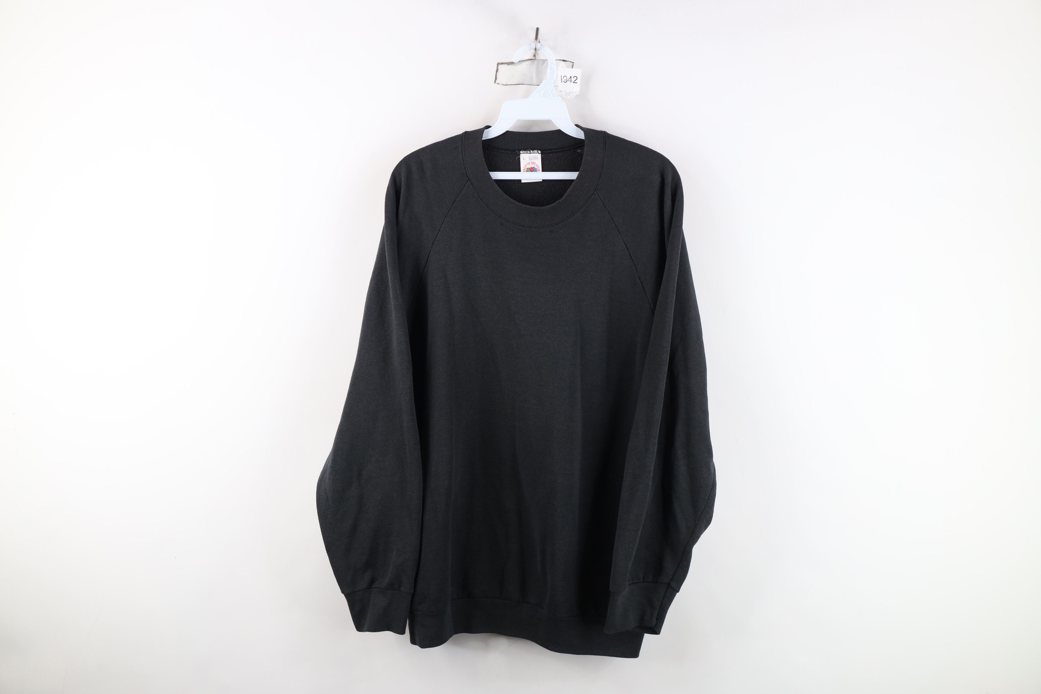 Vintage Vintage 90s Streetwear Blank Crewneck Sweatshirt Black USA Size US L / EU 52-54 / 3 - 1 Thumbnail